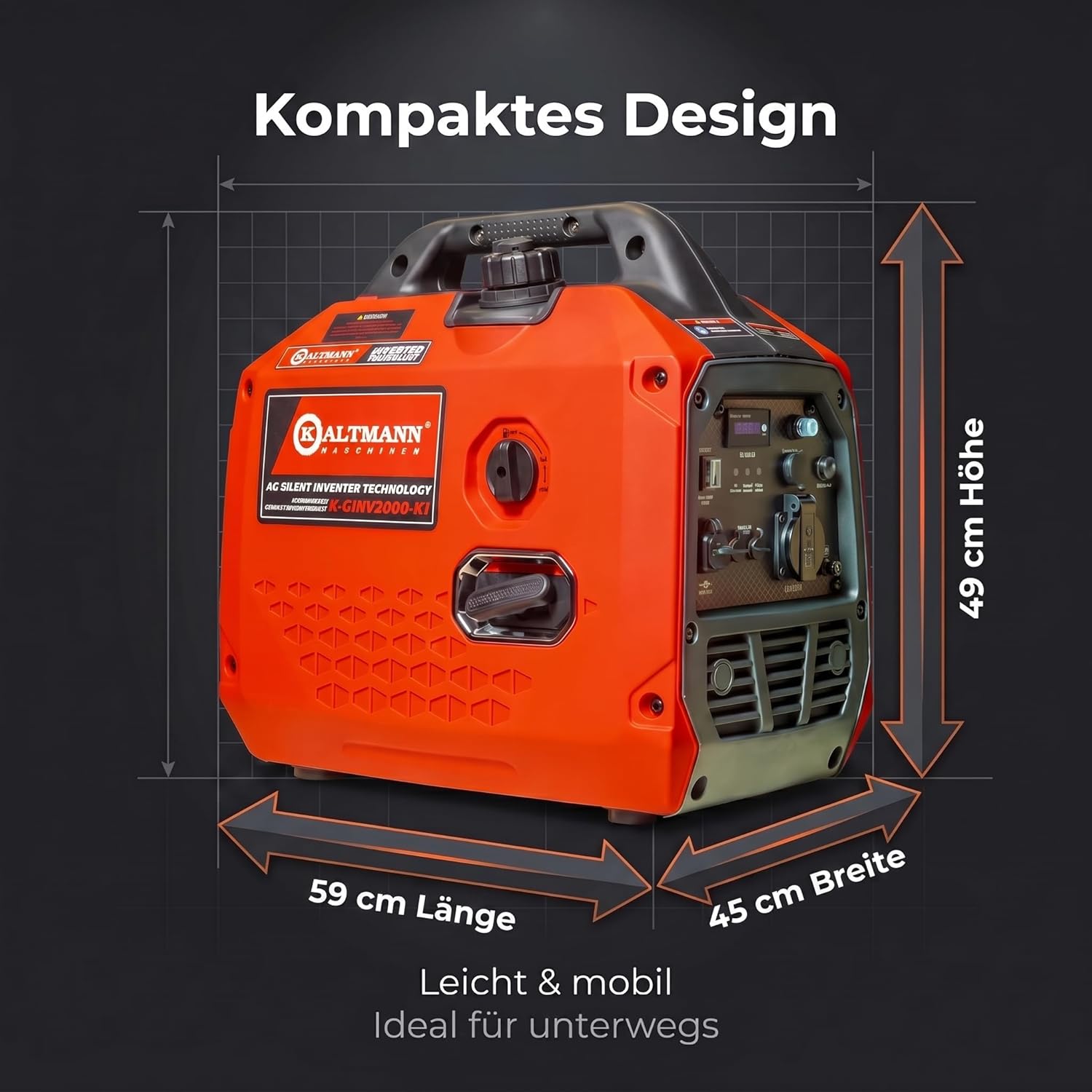 Leiser Inverter Stromerzeuger 2000 W – Tragbarer Benzin-Notstromgenerator mit reiner Sinuswelle, Eco-Modus, Parallelbetrieb, USB-C & 230 V – Ideal für Camping, Wohnmobil, Wohnwagen & Outdoor-Einsatz – Bild 9