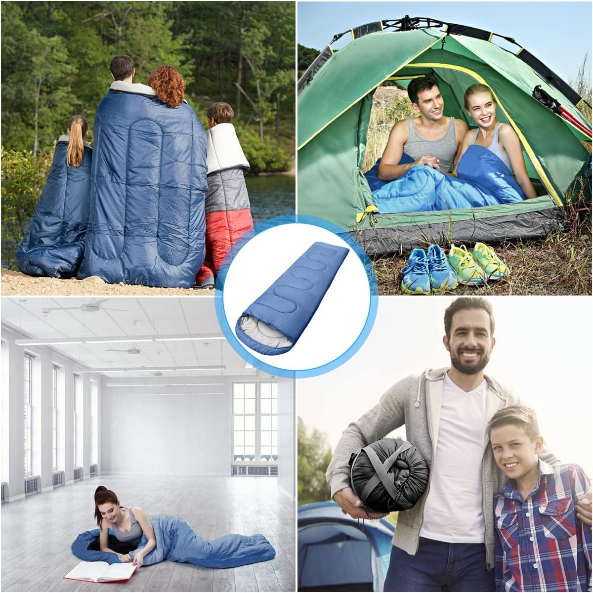 Outdoor-Schlafsack für Camping, 3-Jahreszeiten-Schlafsack für Erwachsene, 2-in-1-Funktions-Deckenschlafsäcke, warm, leicht, wasserdicht für Rucksackreisen, Wandern und Reisen – Bild 7