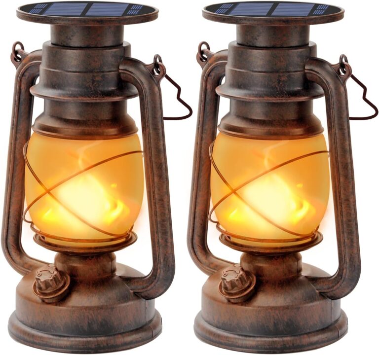 Vintage-Solarlaterne für den Außenbereich, 2 Stück, Solarlaternen, hängende Retro-LED-Solarleuchten, wasserdichtes Sturmlicht für den Außenbereich, LED-Außenlaternen mit Flammeneffekt, Solarleuchte für Garten, Camping