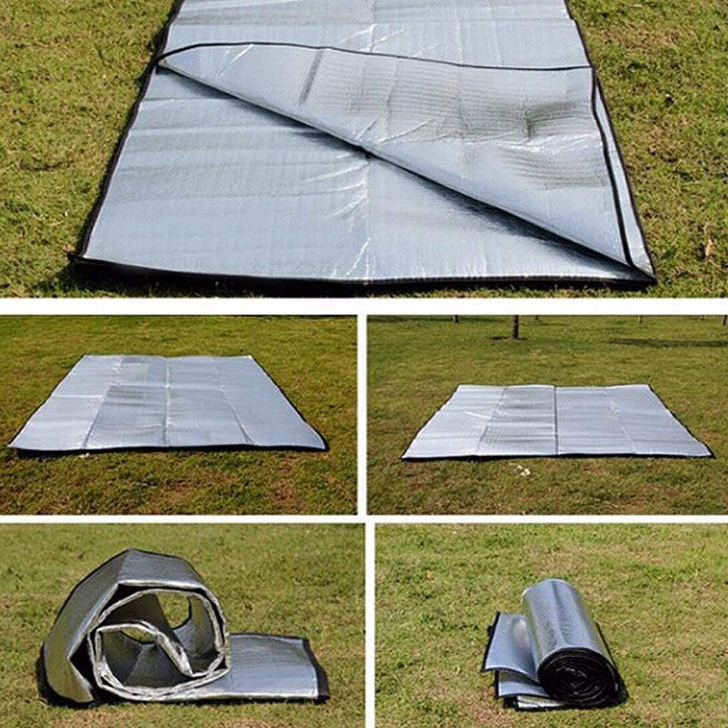 Aluminium-Isomatte, Schaumstoffmatten, 200 x 200 cm, isolierte Matte, faltbare Zeltmatte, Bodenmatte, Thermomatte, Isomatte für Camping, Aluminiumfolie, ultraleicht, silberfarben – Bild 2