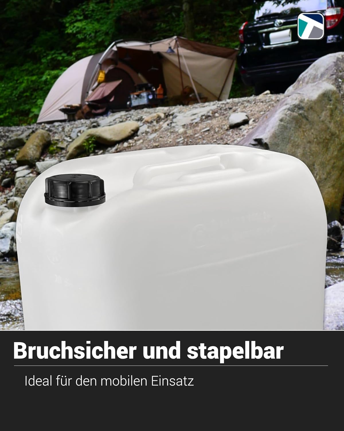 5 Liter Leerkanister DIN 51 mit Trichter, Auslaufhahn und 5 Trevendo-Etiketten – Bild 8
