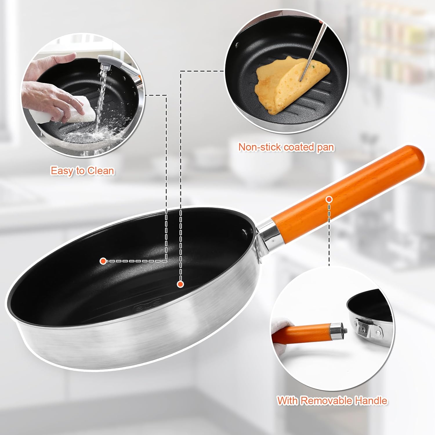 GFTIME Camping-Kochset, Edelstahl, Camping-Kochgeschirr, Camping-Topf-Pfannen-Set, Camping-Töpfe für Campingkocher, 5-teilig – Bild 6