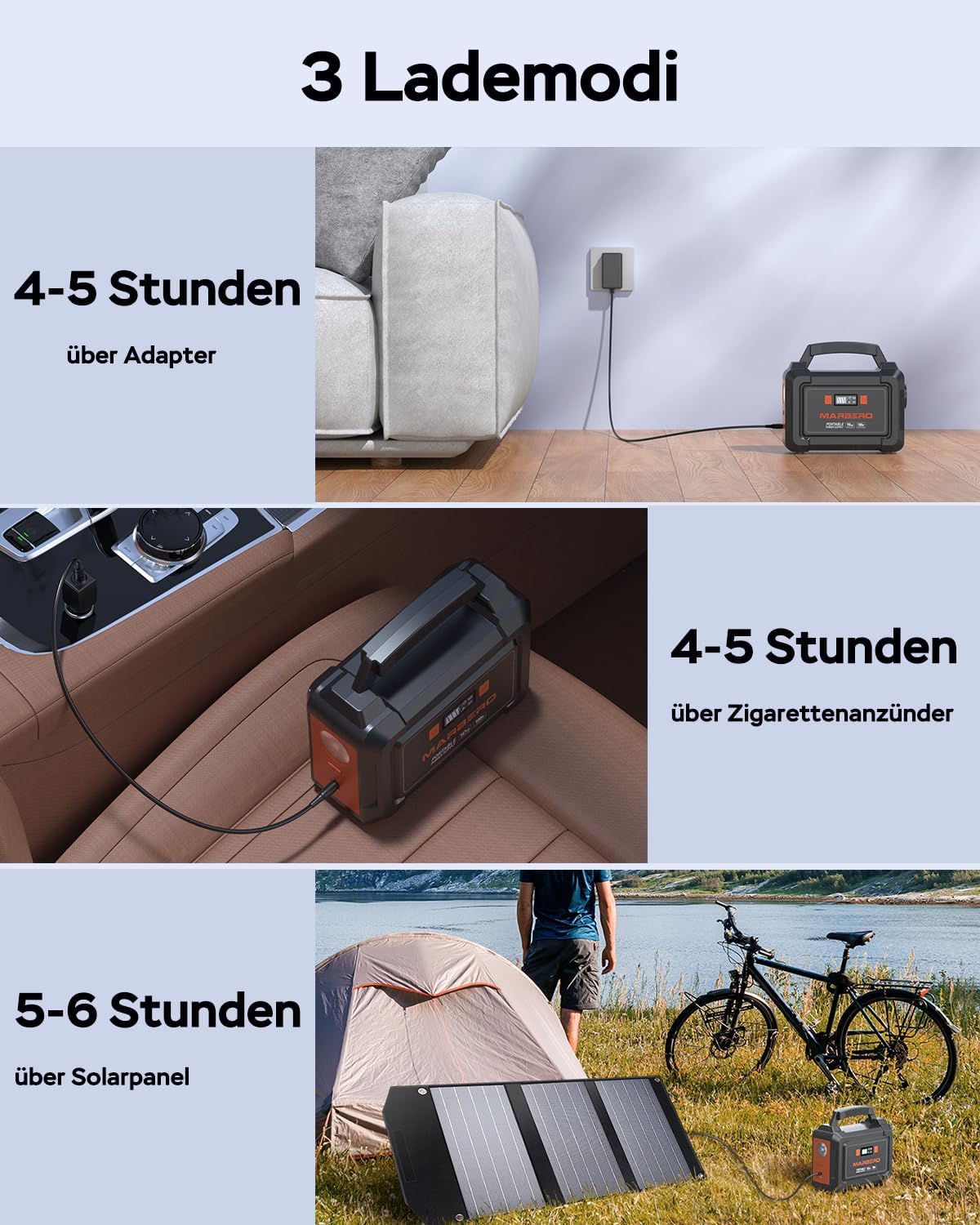 MARBERO 150W Power Station Solargeneratoren 98Wh Camping Akku Netzteil mit 220V Steckdose, DC-Anschlüssen, USB-Anschlüssen, LED für CPAP Outdoor, Camping, Reisen, Jagd, Blackout – Bild 5