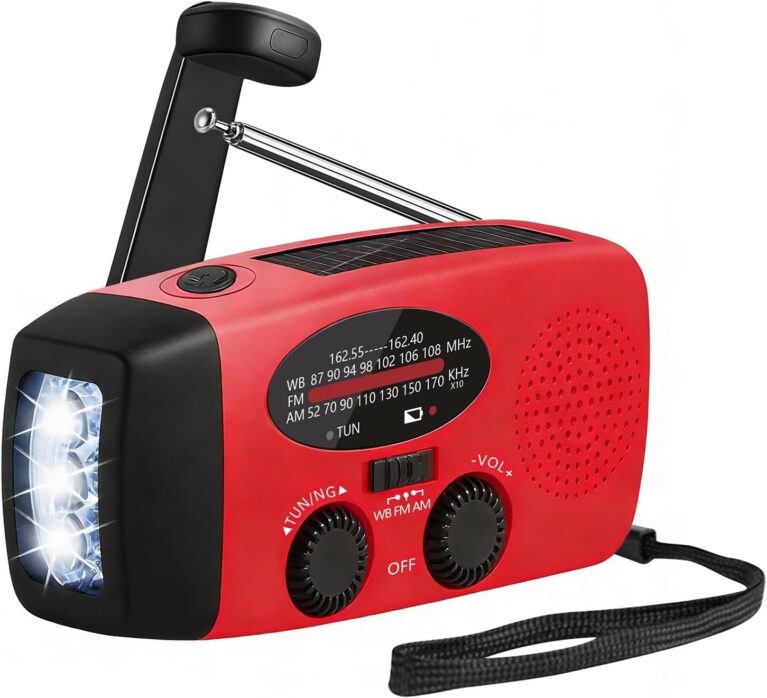 Notfall-Aufziehradio mit wiederaufladbarem USB-Ladegerät/3 LED-Taschenlampe/AM/FM/Wetter/tragbares Solar-Handkurbelradio für Haushalt und Outdoor, Camping, Wandern, Reisen