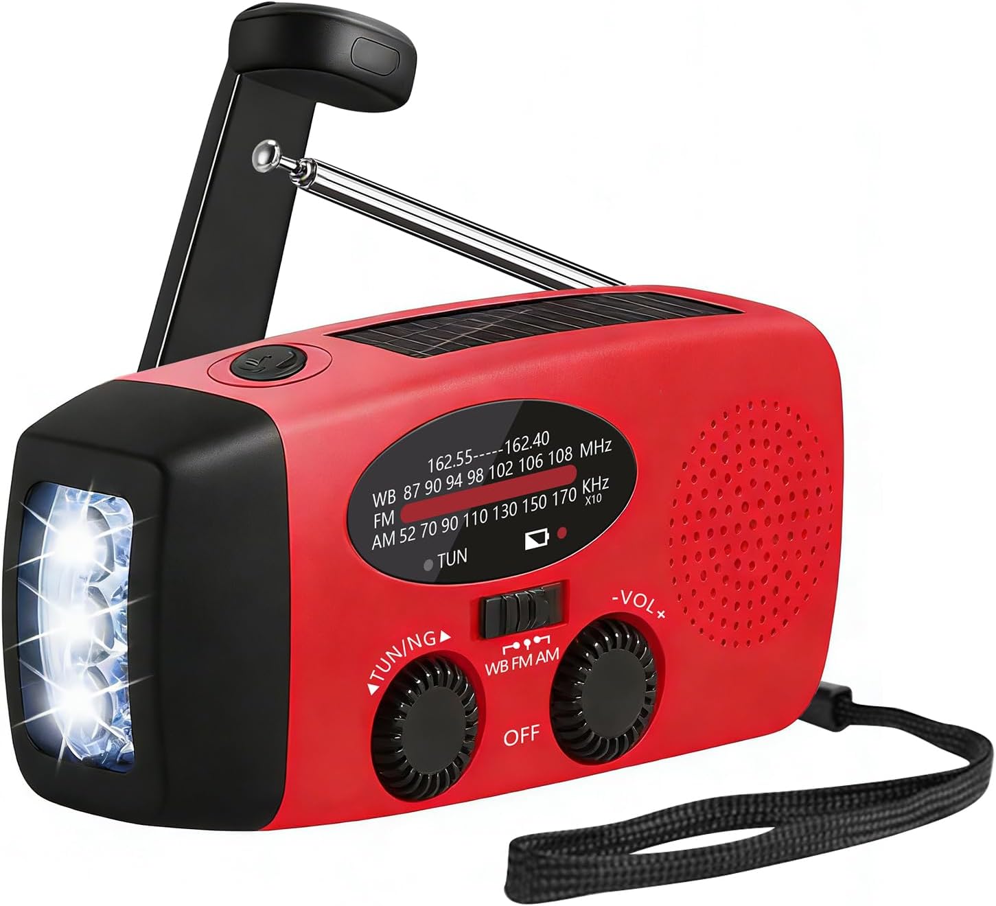 Notfall-Aufziehradio mit wiederaufladbarem USB-Ladegerät/3 LED-Taschenlampe/AM/FM/Wetter/tragbares Solar-Handkurbelradio für Haushalt und Outdoor, Camping, Wandern, Reisen