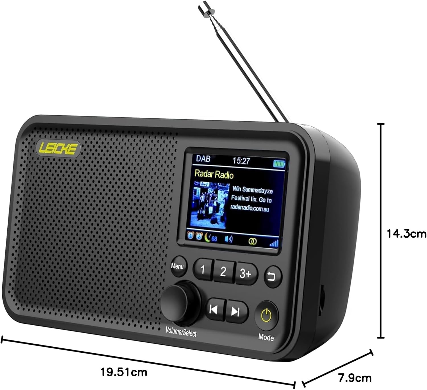 LEICKE Tragbares DAB+ Radio mit Bluetooth 5.0, DAB/DAB+ und UKW-Radio, 2,4 Zoll Farbdisplay, 80 Senderspeicher, Küchenradio mit Adapter oder 4000 mAh Batteriebetrieb, MicroSD/TF/AUX-Anschluss – Bild 8