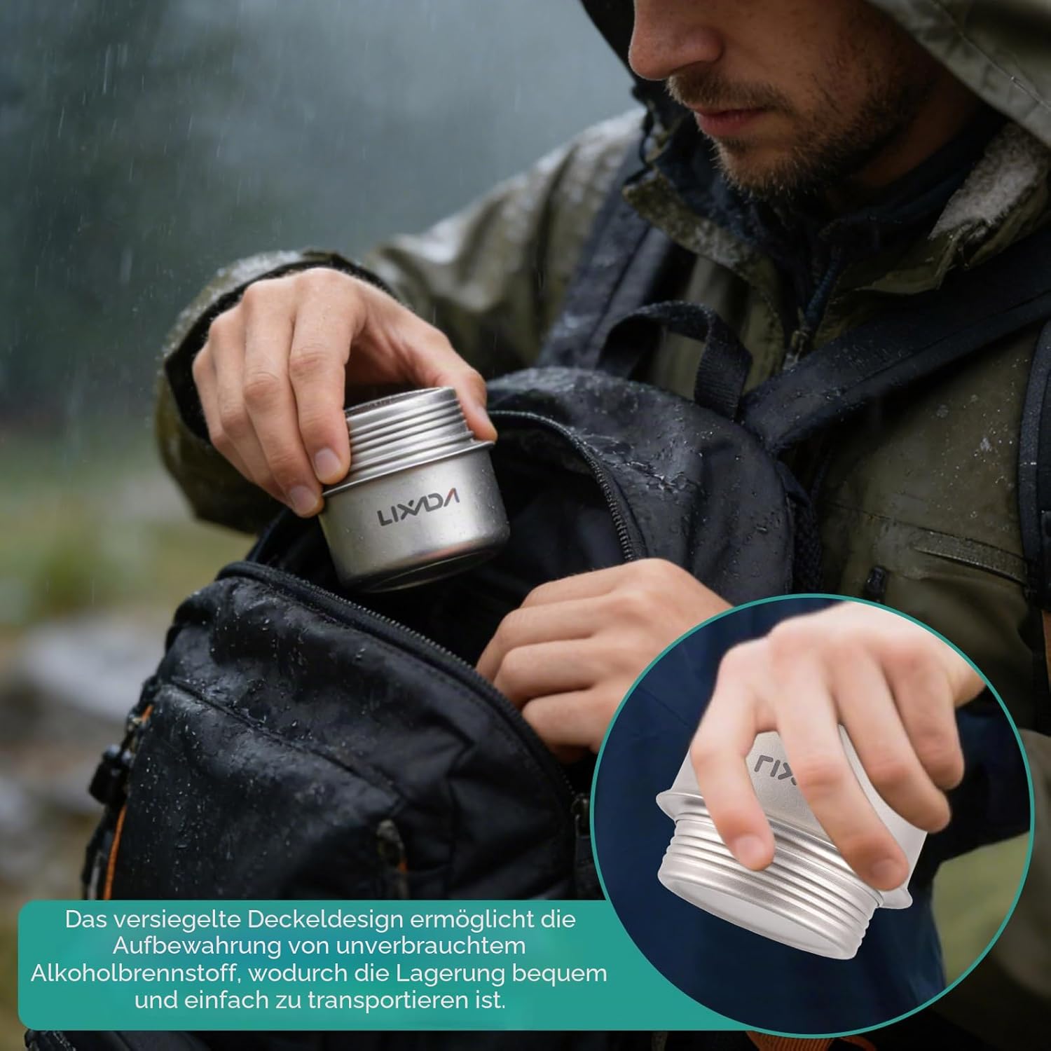Mini-Alkoholkocher für Rucksackreisen, tragbarer, leichter Campingkocher, Ti-Alkoholbrenner, effizienter und sicherer Campingkocher für Outdoor-Wandern, Kochen, Rucksackreisen – Bild 5