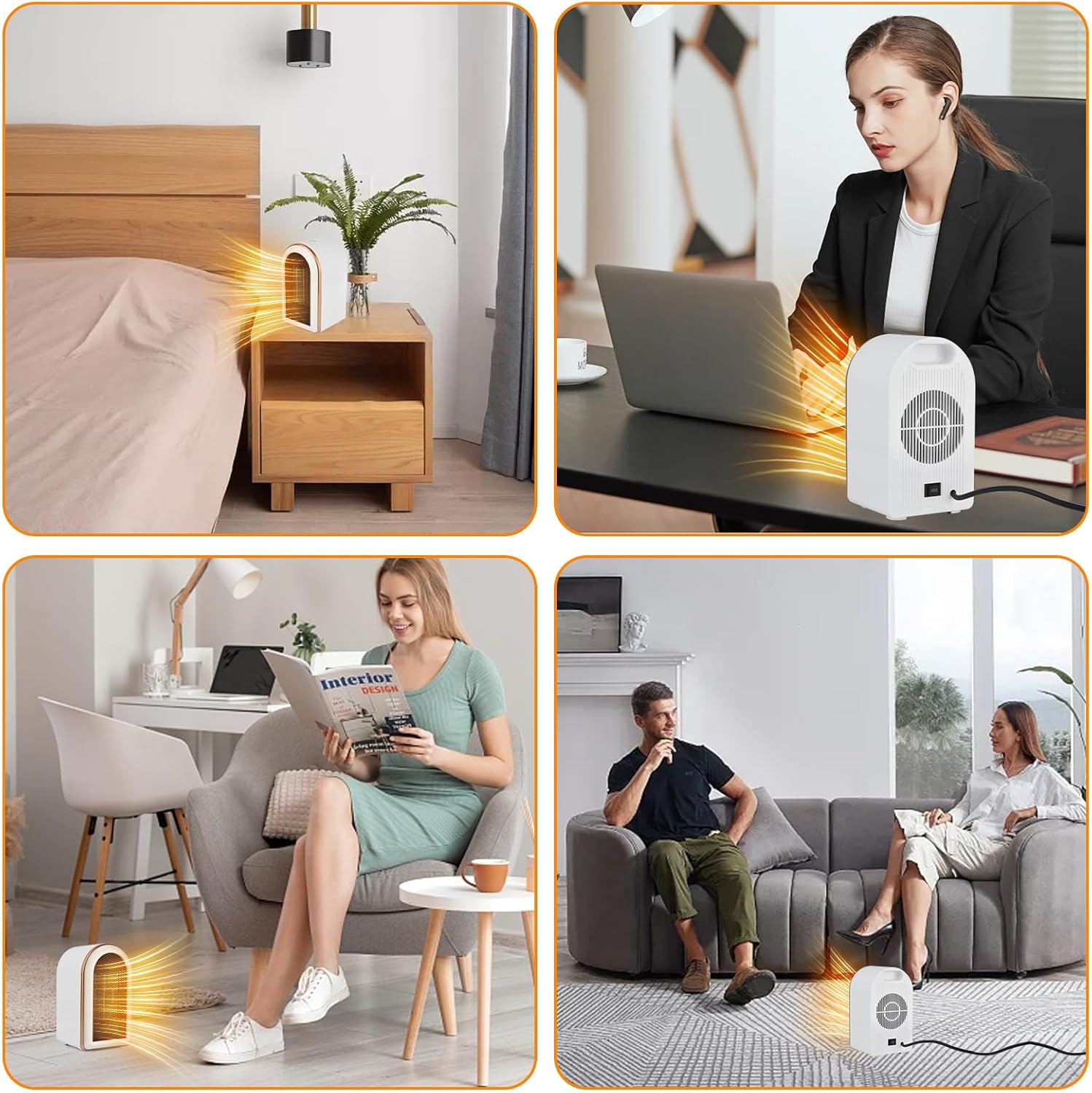 Heizlüfter, klein, energiesparend, Mini-PTC-Keramik-Elektroheizung, leise, mobile Heizung, Steckdose 1200 W/800 W & Überhitzungsschutz, Heizgebläse, Tischheizung, tragbar – Bild 6