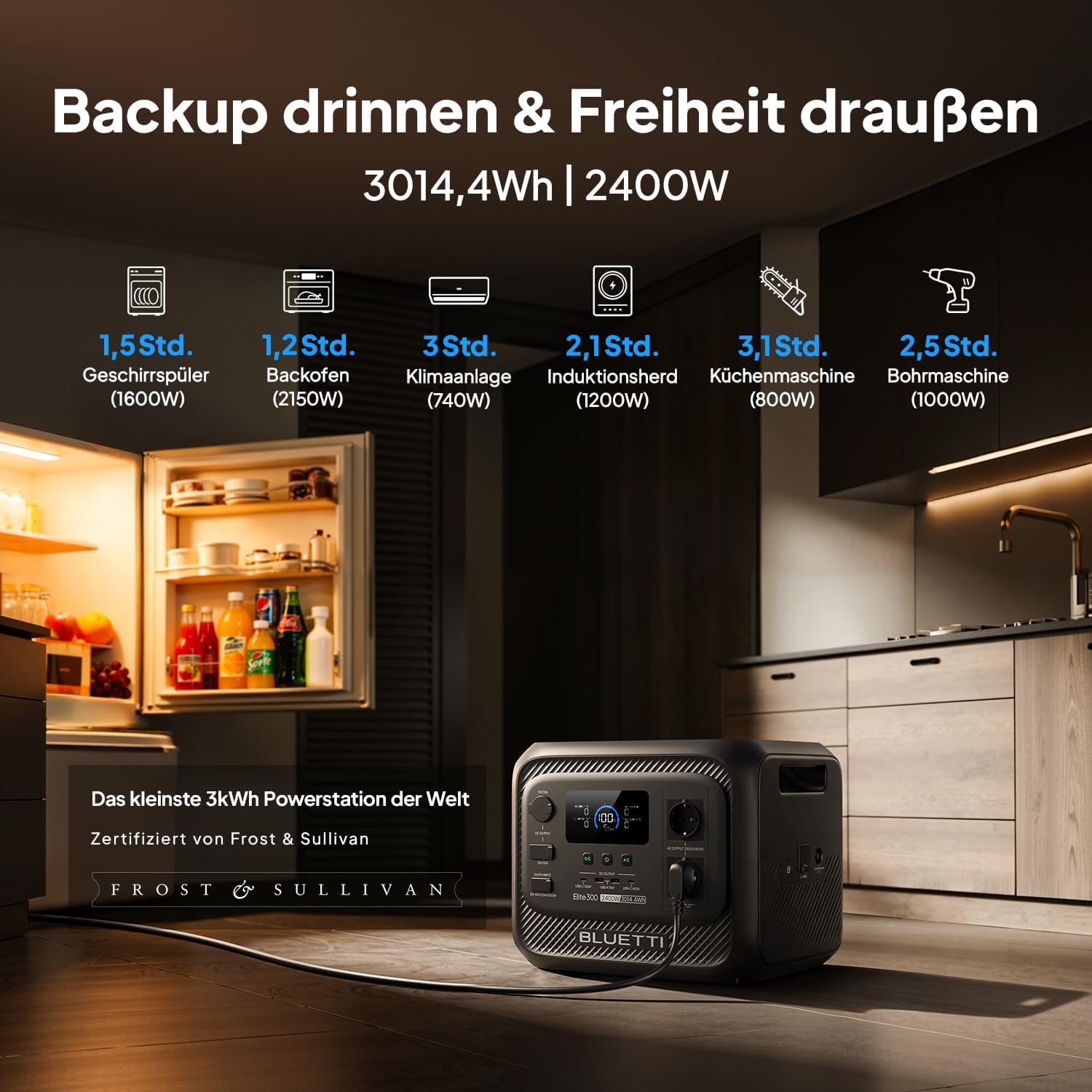 Tragbares Kraftwerk BLUETTI Elite 300 (2026 neu), 3014,4 Wh LiFePO4-Batterie-Backup mit 2400 W AC-Ausgängen (4800 W Überspannung), kompakter 3-kWh-Solargenerator für Zuhause, Camping und Wohnmobil – Bild 2