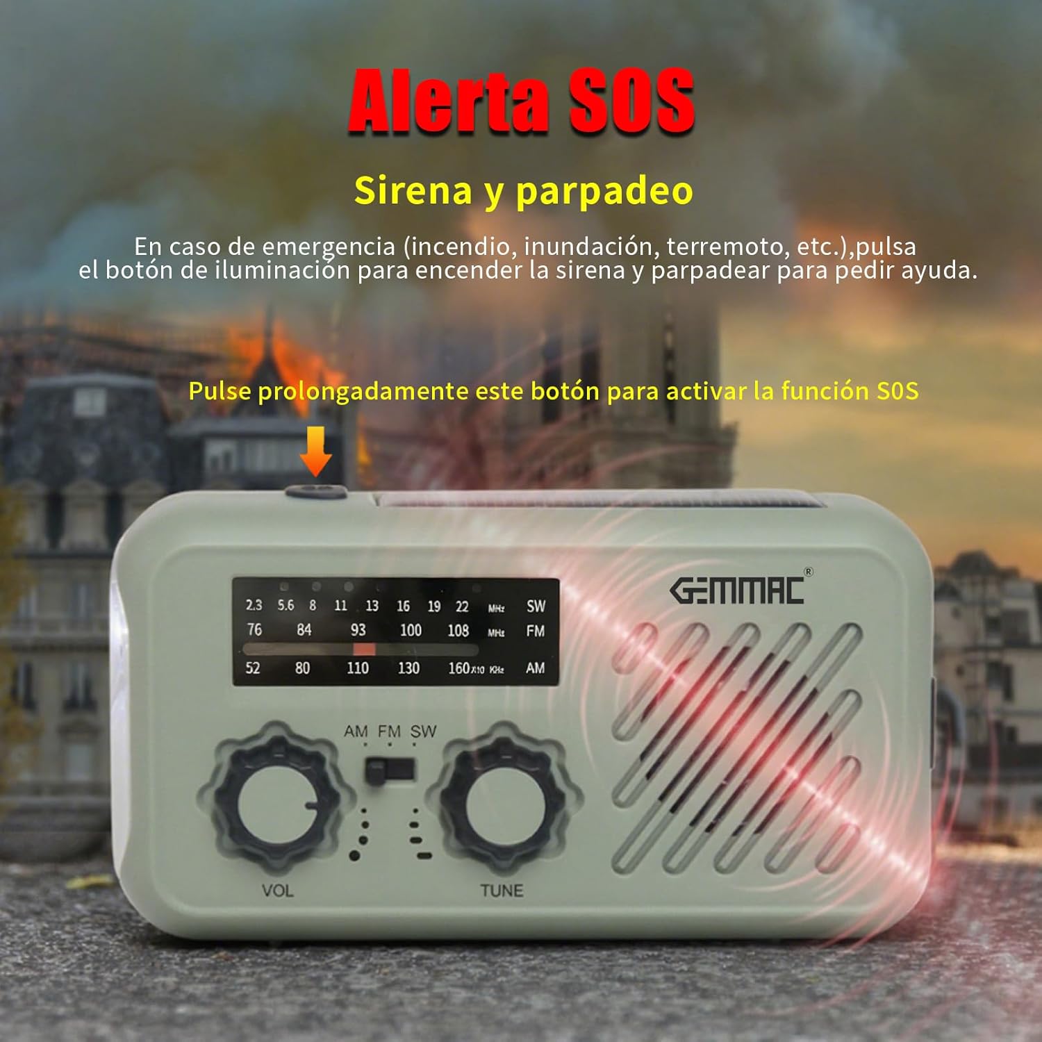 Notfallradio, 3-Wege-Lade-Notfallradios, 2000-mAh-Akku-Kurbelradio, Solarladegerät, Powerbank, USB-AM/FM-Radio mit SOS-Alarm, Kopfhöreranschluss, Taschenlampe, Indoor-Outdoor-Camping, kleines Taschenradio – Bild 6