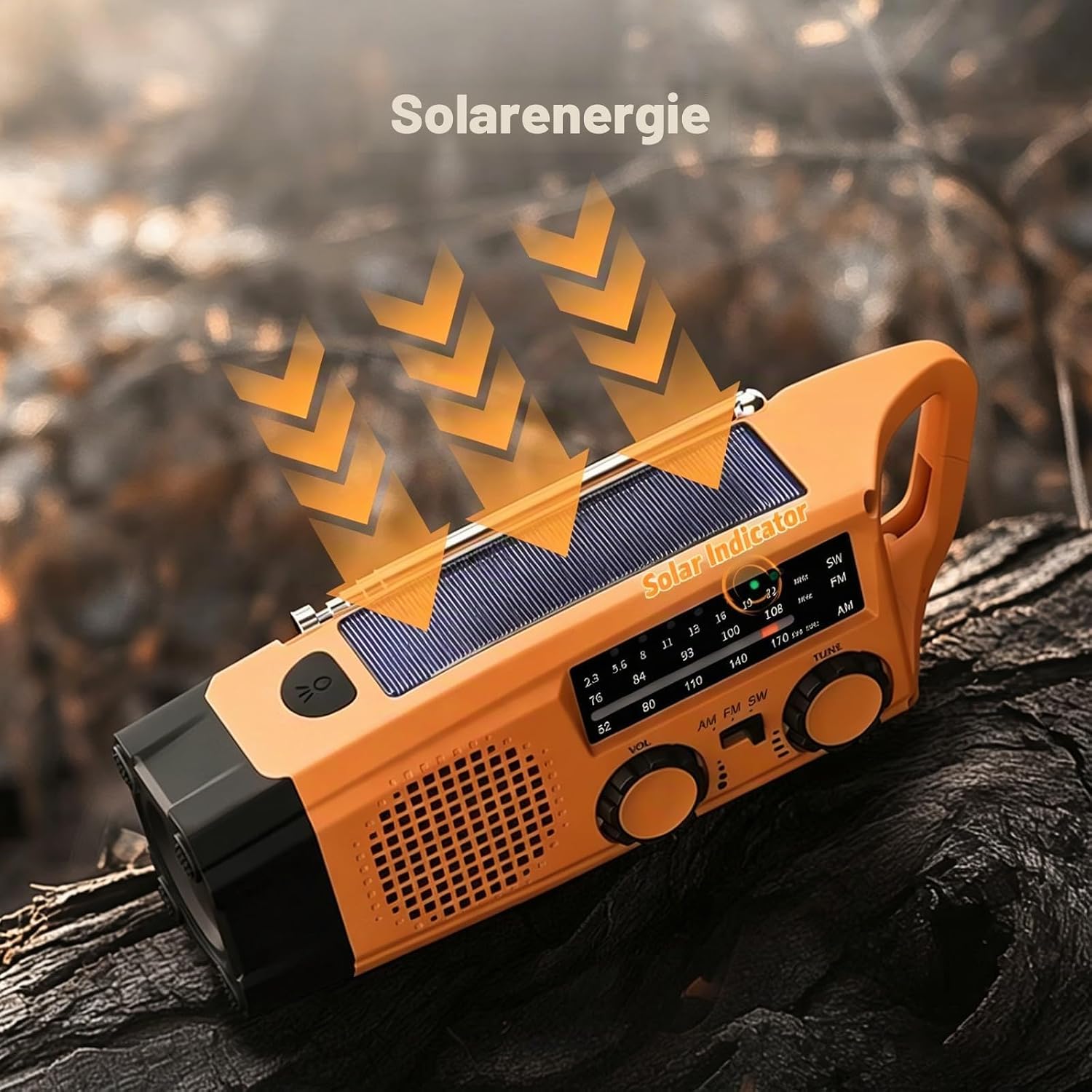 Gemmac Kurbelradio mit Solar und Powerbank, Notfallradio 2000 mAh USB AM/FM/SW Tragbares Notfallradio mit SOS-Alarm-Taschenlampe, Dynamo-Notfallausrüstung für Camping, Outdoor-Survival-Ausrüstung – Bild 6
