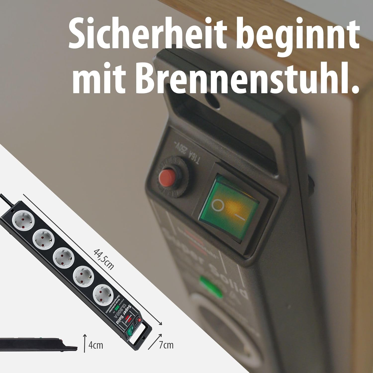 Brennenstuhl Super-Solid Steckdosenleiste, 1153380315 | 2,5 m Kabel und Schalter – aus bruchsicherem Polycarbonat, schwarz/grau – Bild 7