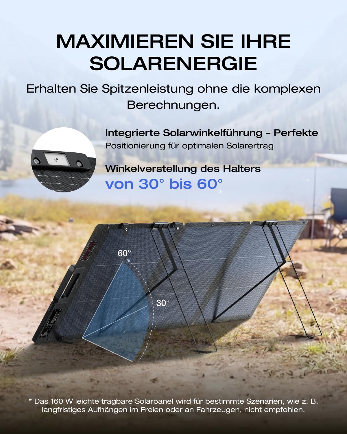 Ecoflow 160W Solarpanel, Solarpanels, faltbares Solarmodul für Delta & River Serie, tragbares Kraftwerk, Photovoltaikmodul, Solaranlage für Outdoor, Garten, Balkon, Wohnwagen, Camping – Bild 6