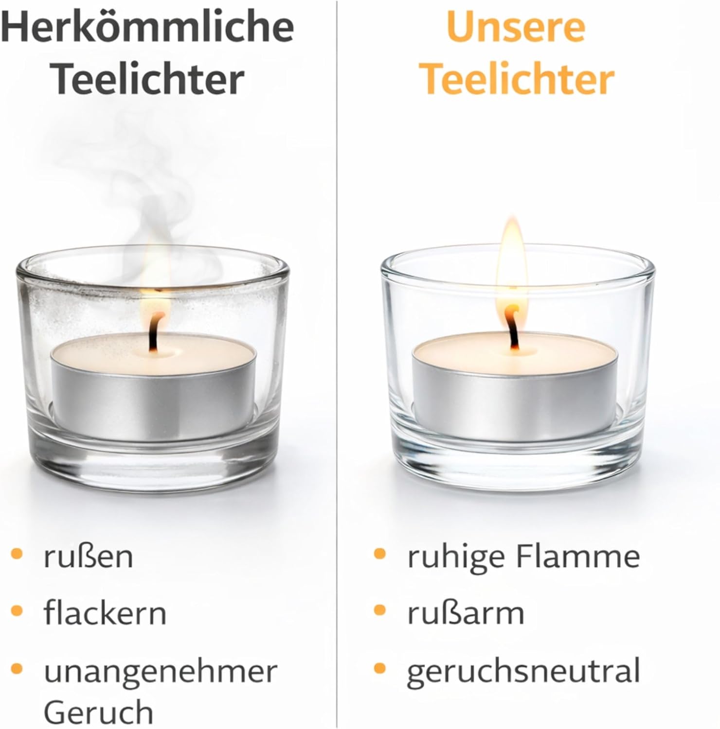 400 Teelichter – 4 Stunden Brenndauer – rußarm und gleichmäßig – ideal für Dekoration, Feiern und Notversorgung – weiße Qualitäts-Teelichter im Vorratspack – Bild 2