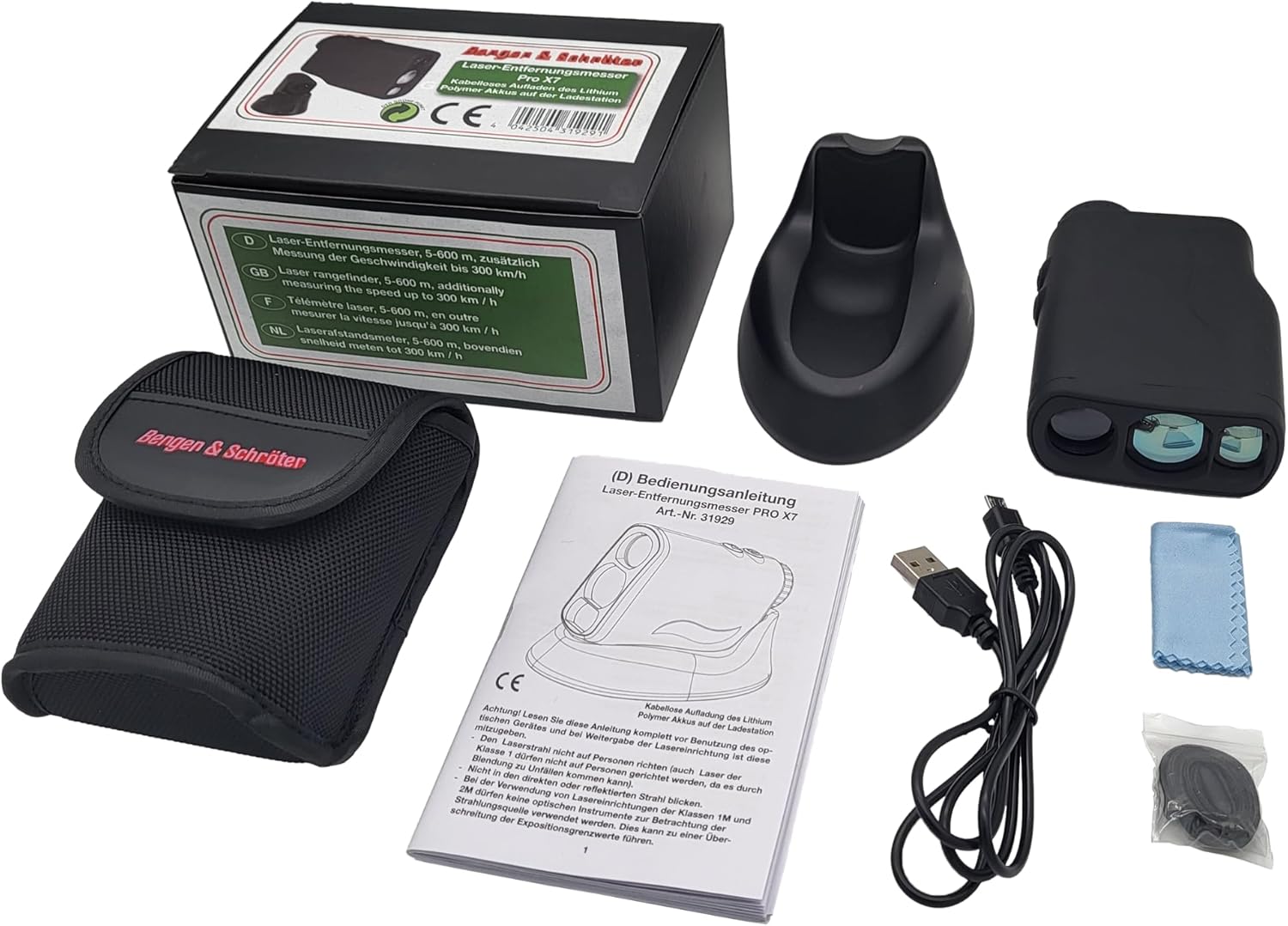 Pro X7 Laser-Entfernungsmesser mit induktiver Ladestation, Jagd, Golf, Entfernungsmesser bis 600 m, Geschwindigkeitsmessung, Schwarz – Bild 6