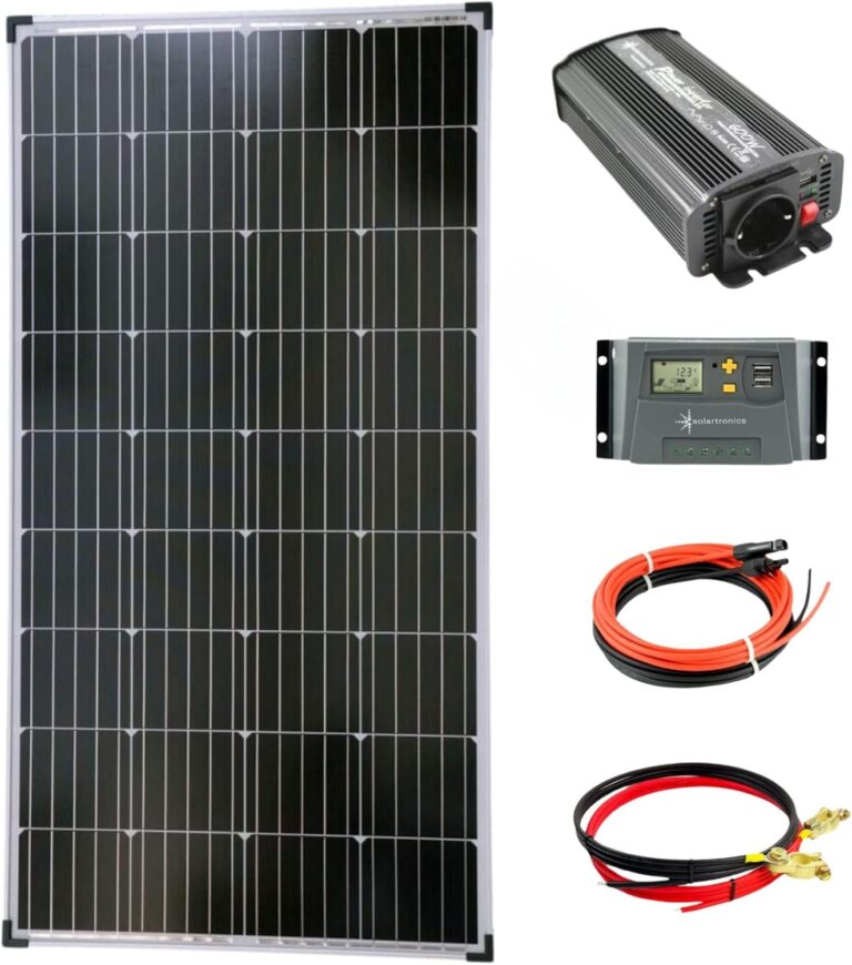 solartronics Komplettset 1 x 130 Watt Solarmodul, 600 Watt Konverter, Laderegler, eigenständige Photovoltaikanlage