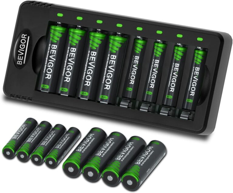 Bevigor 8 x AA und 8 x AAA NiMH-Akkus, Ladegerät, Schnellladegerät, Akkuladegerät-Set
