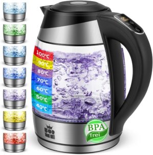FOR ME Glas-Wasserkocher 1,8 L, Tem...