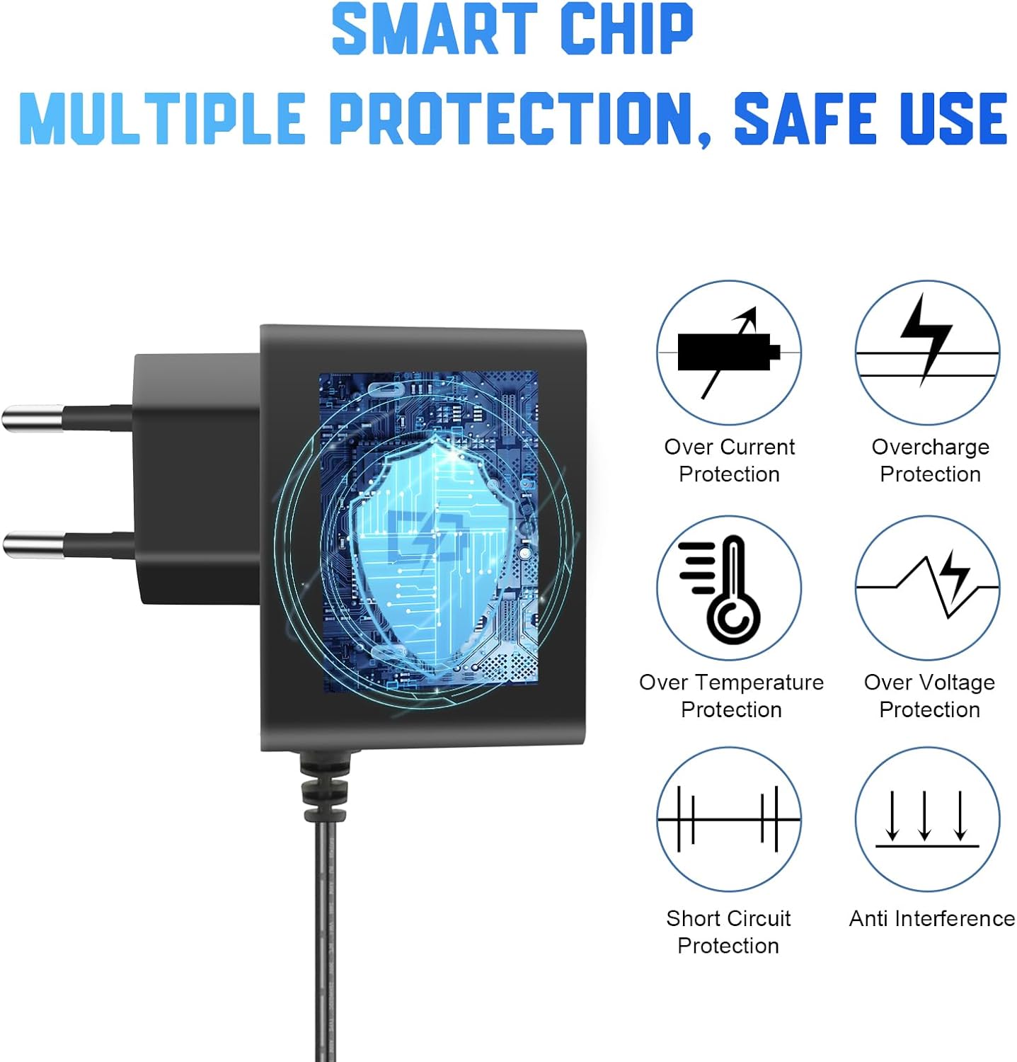 12-V-Netzteil 2 A, AC-Adapter-Netzteileingang 200–240 V, 24 W 12-V-Netzteil für LED-Streifen, Transformator, IP-Kamera, externe Festplatte – Bild 6