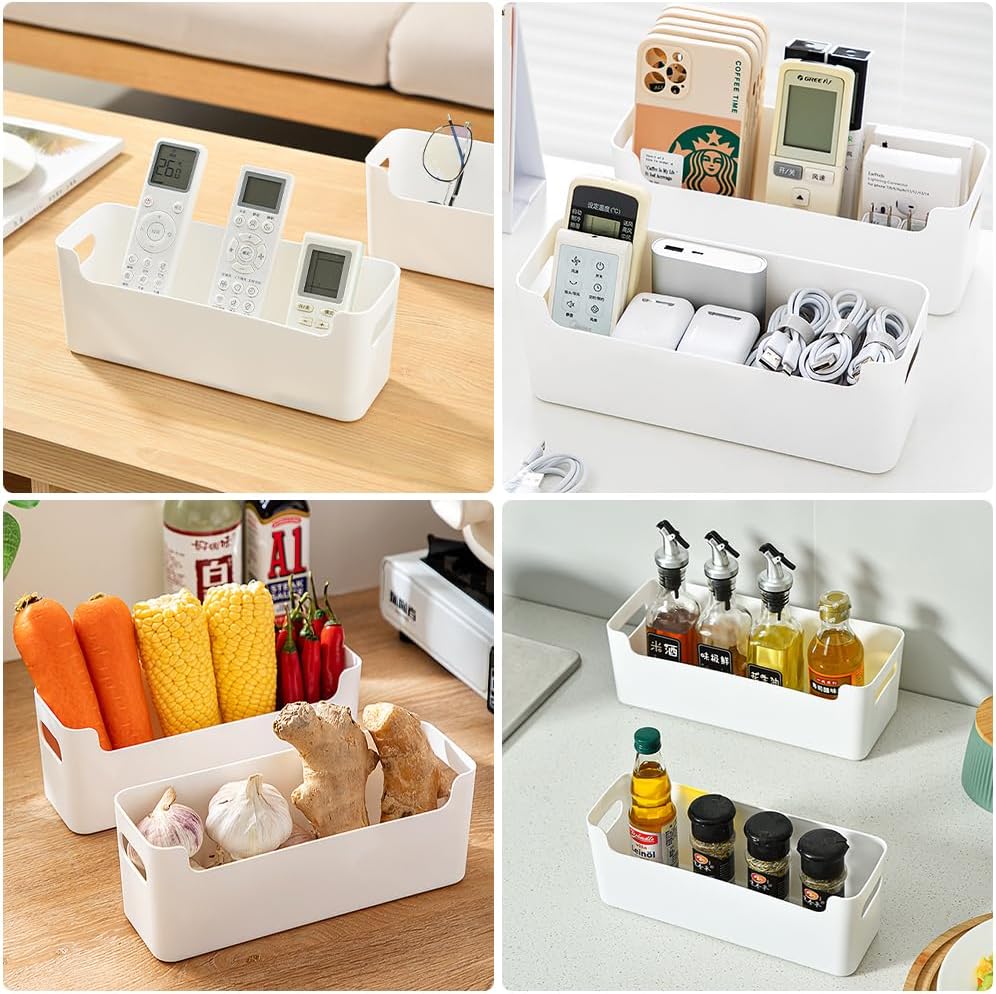 Aufbewahrungskorb, 4-teiliger Badezimmer-Organizer, Schubladen-Organizer | Schminktisch-Organizer, U-Port-Organizer-Box für Schreibwaren, Socken, Unterwäsche, Datenkabel (weiß, 25,5 x 8,5 x 8 cm) – Bild 5