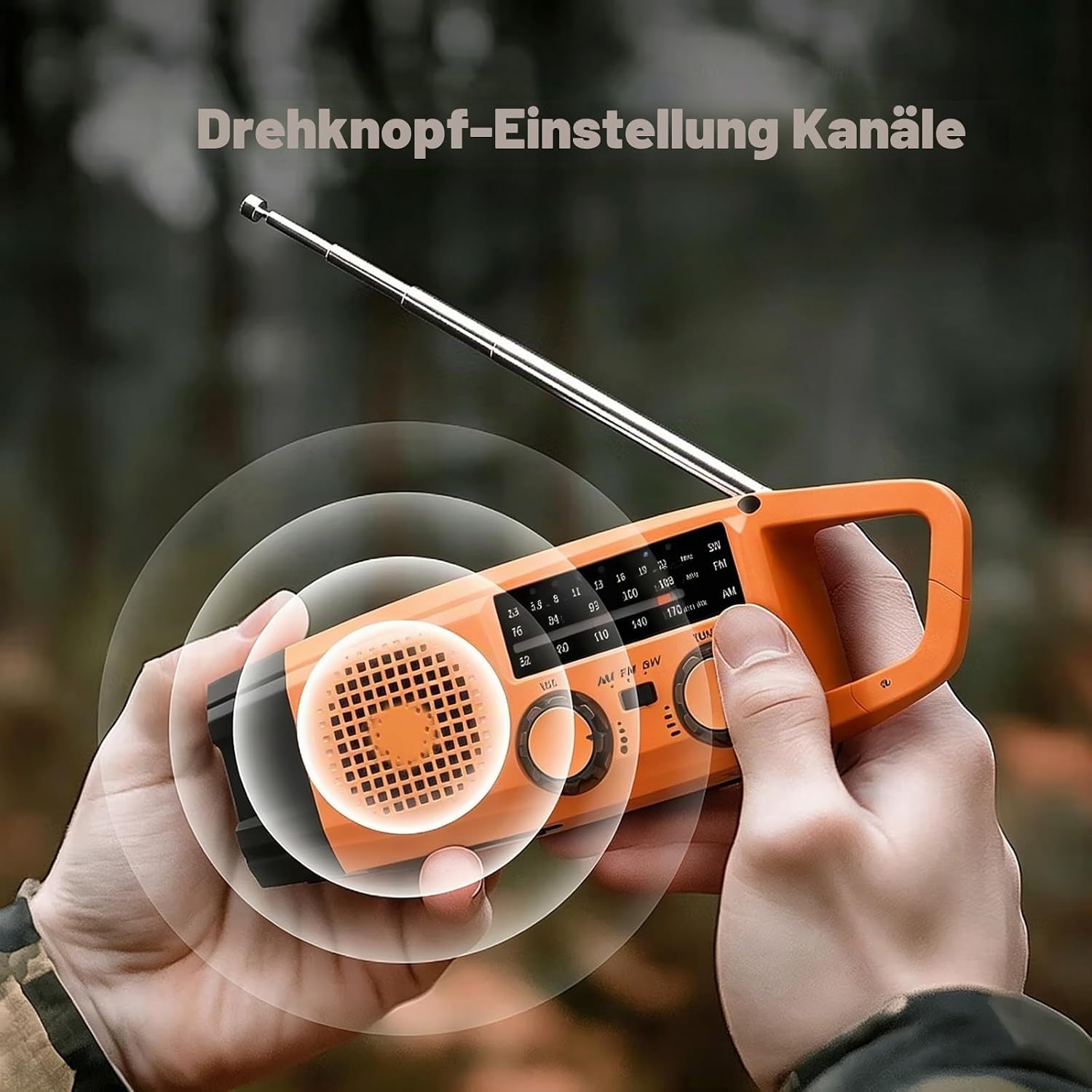 Gemmac Kurbelradio mit Solar und Powerbank, Notfallradio 2000 mAh USB AM/FM/SW Tragbares Notfallradio mit SOS-Alarm-Taschenlampe, Dynamo-Notfallausrüstung für Camping, Outdoor-Survival-Ausrüstung – Bild 5