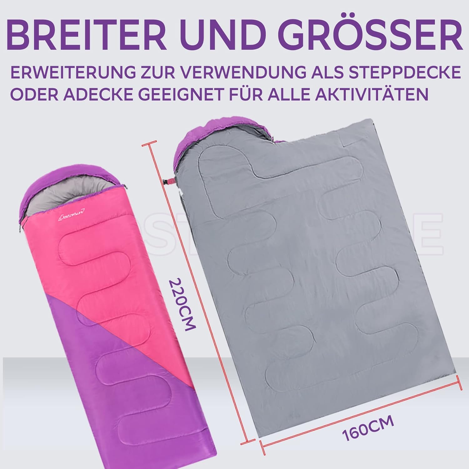 Clostnature Leichter Schlafsack für Camping – Outdoor Casual Deckenschlafsäcke mit kleinem Packmaß für Erwachsene, Damen, Herren, Wandern, Sport, Bergsteigen (linker Reißverschluss) – Bild 3