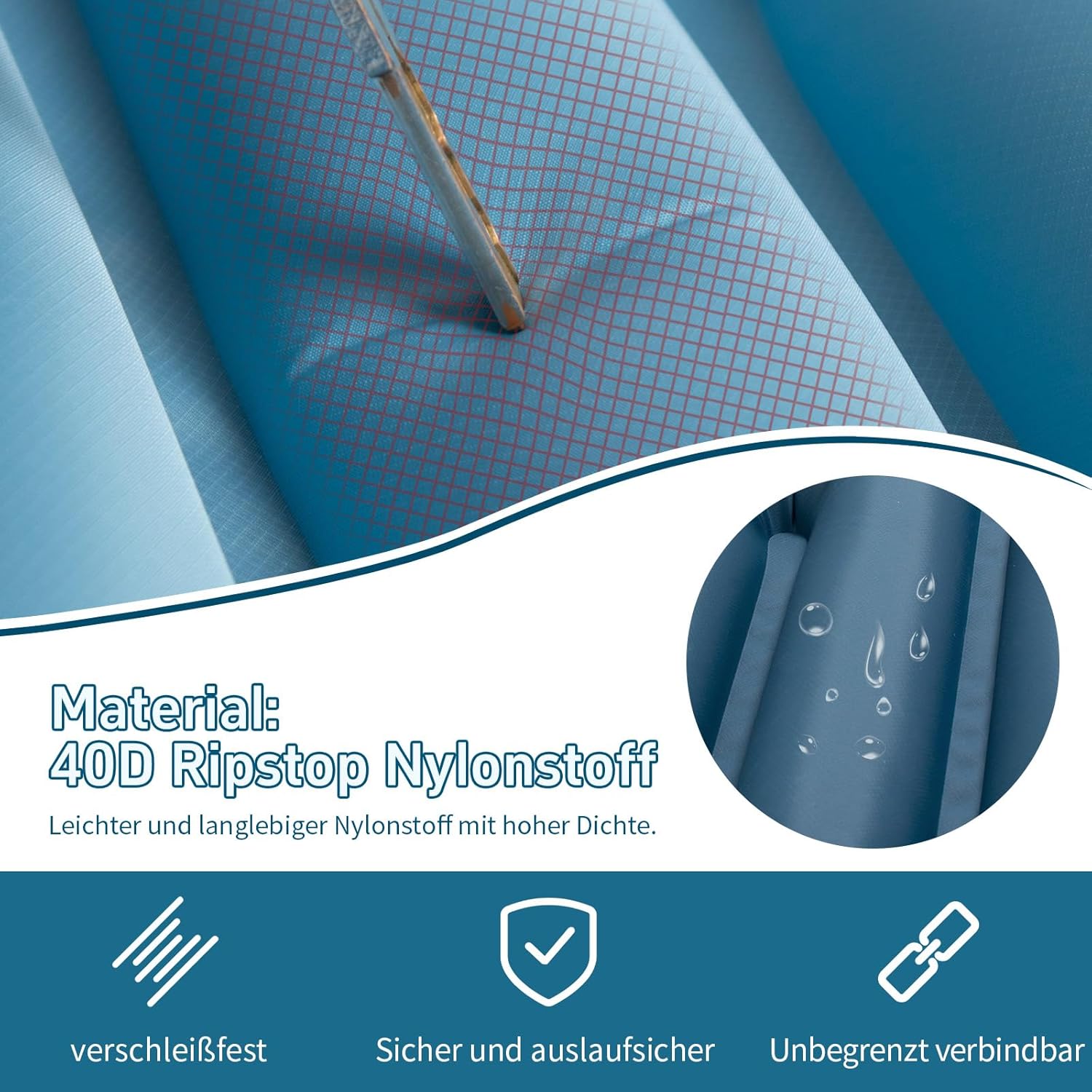 Daunenschlafsack-Set für Erwachsene, inklusive ultraleichter, aufblasbarer Isomatte und Kissen – Bild 9