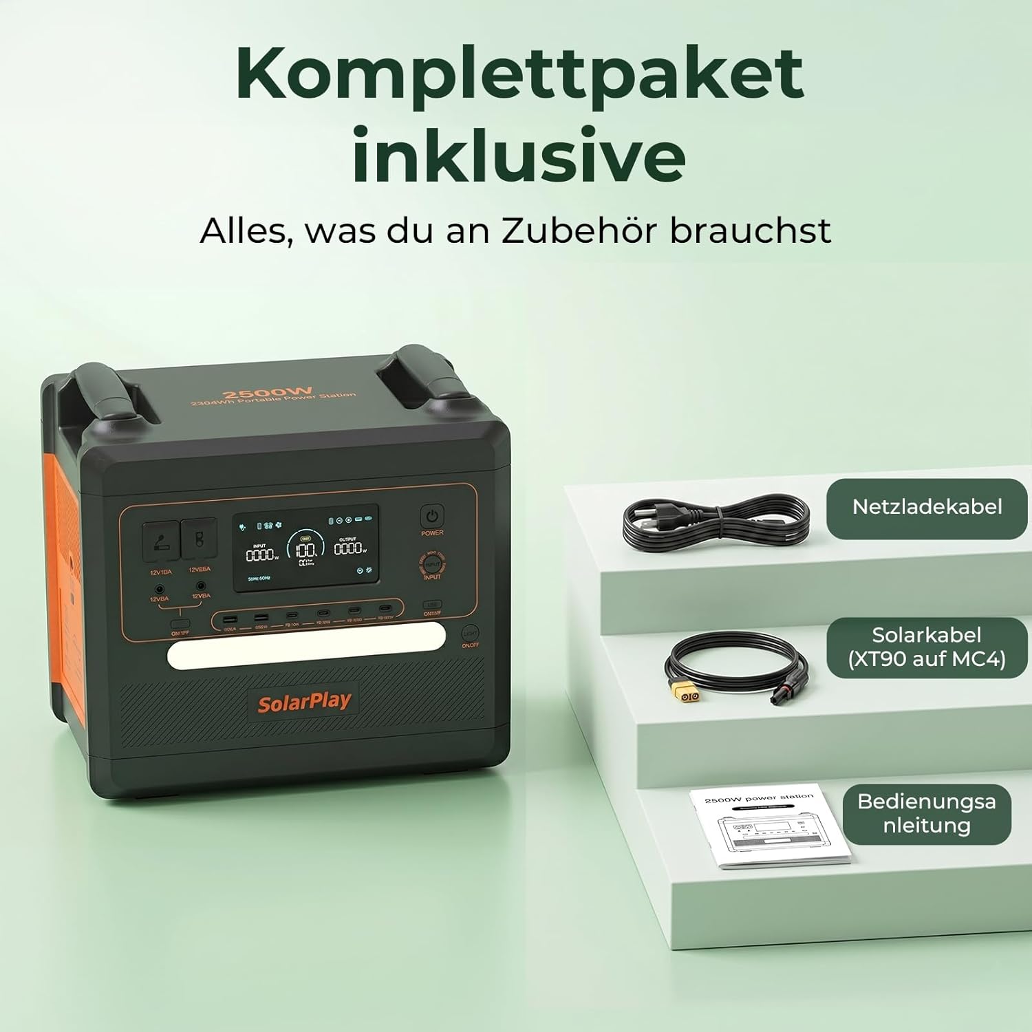 SolarPlay Q2402M Tragbares Kraftwerk (5000 Peak), Solargenerator mit 2304 Wh LiFePO4-Akku, mit 2 x 2500 WAC Ausgängen, Backup, Off-Grid, Van Life, 2500 W Kraftwerk für Camping, Wohnmobil und Stromausfälle – Bild 8