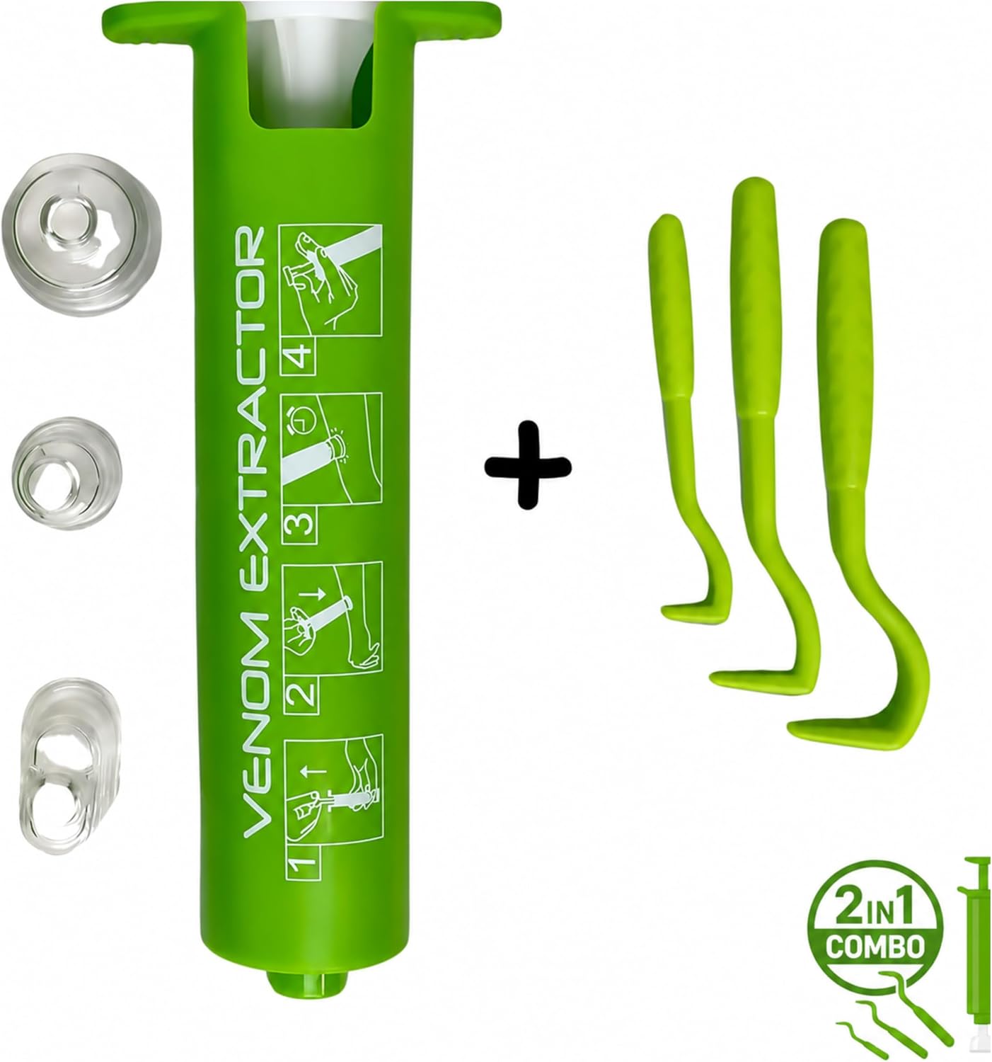 2 in 1 Kombi-Set: Giftsauger + 3 Zeckenhaken – Das Komplettpaket zur Behandlung von Insektenstichen und Zeckenstichheiler – Bild 2