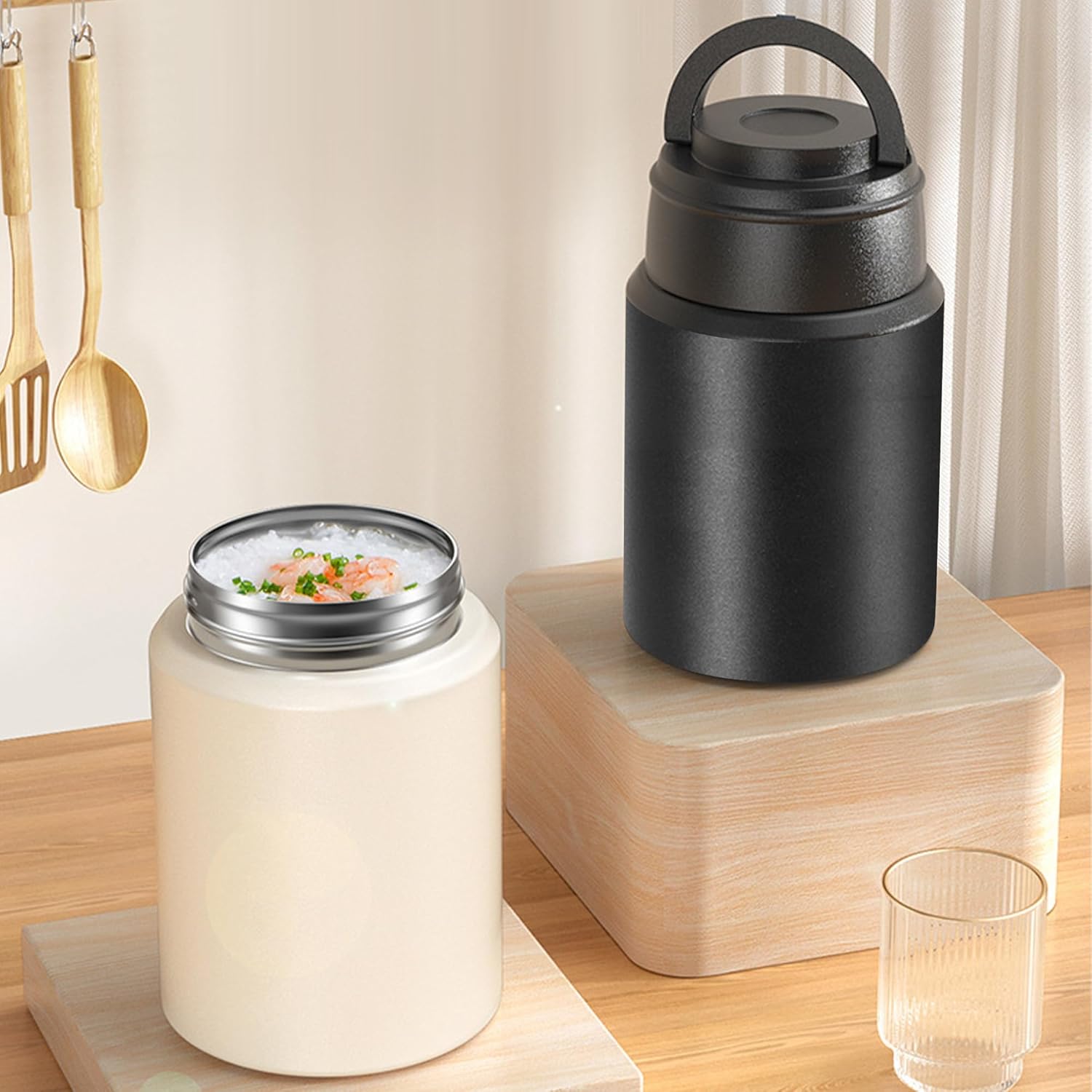 Thermo-Lebensmittelbehälter 550 ml, Edelstahl-Wärmebehälter Lebensmittel mit Löffel, Müslibecher to Go, Thermo-Lunchbox für Gefrierschrank, Spülmaschine, Erwachsene (weiß) – Bild 6