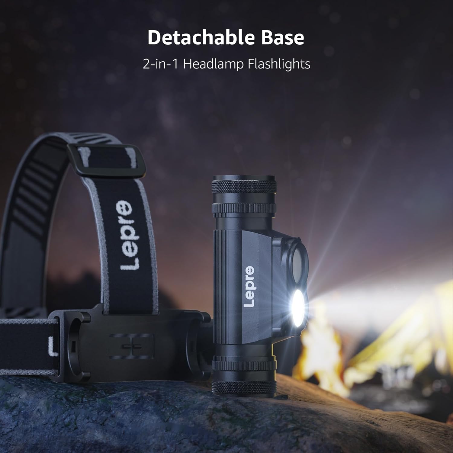 Wiederaufladbare Stirnlampe von Lepro, IP65, superhell, 1000 Lumen, abnehmbare LED-Stirnlampe, Stirnlampe mit rotem Licht, 6 Beleuchtungsmodi für Camping, Sport, Angeln, Basteln (inkl. USB-C-Kabel) – Bild 2