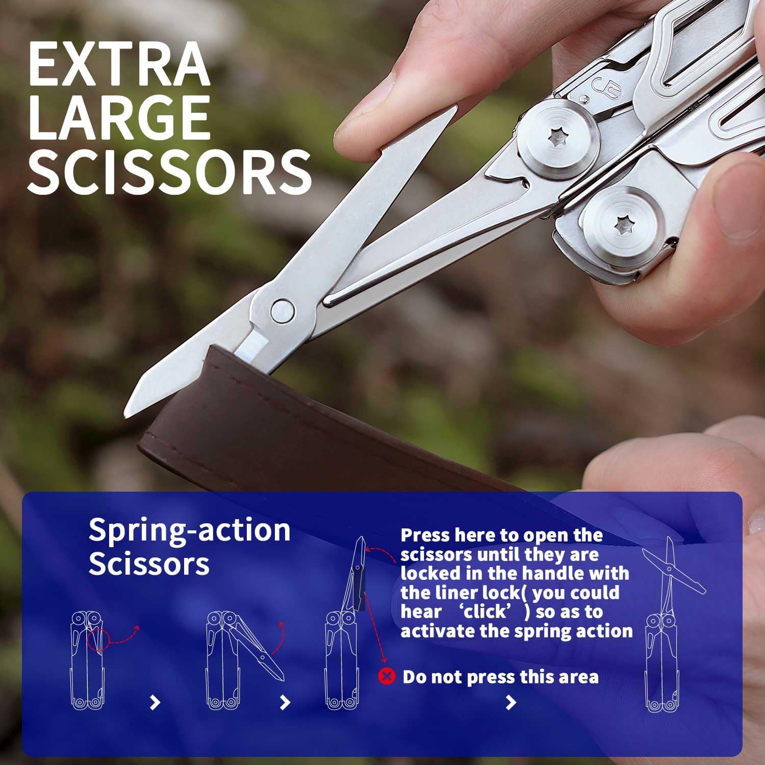 ROCKTOL SK05 Multitool, VG10-Messerklinge, 29-in-1 austauschbarer Drahtschneider, austauschbare Feile und Säge mit T-Schaft, robuste Multitool-Zange für Camping, Survival und Reparatur – Bild 6