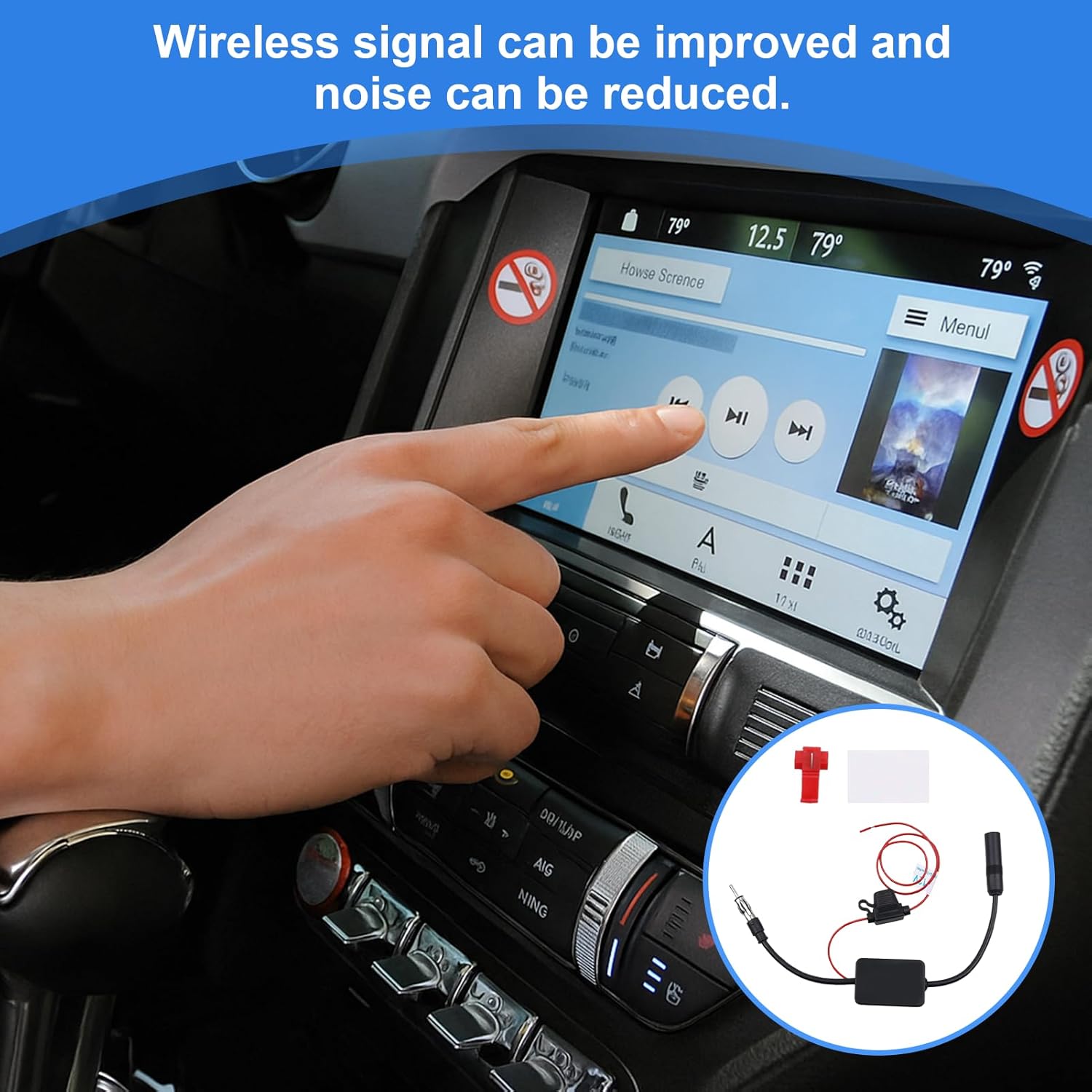 Menibeuty Autoradio Antennenverstärker Universal 12V FM/AM, Autoantenne Signalverstärker Autoantennenverstärker, Dab Splitter Autoradio Dab Antenne Auto für Autoradios Auto FM Radio Antenne – Bild 5