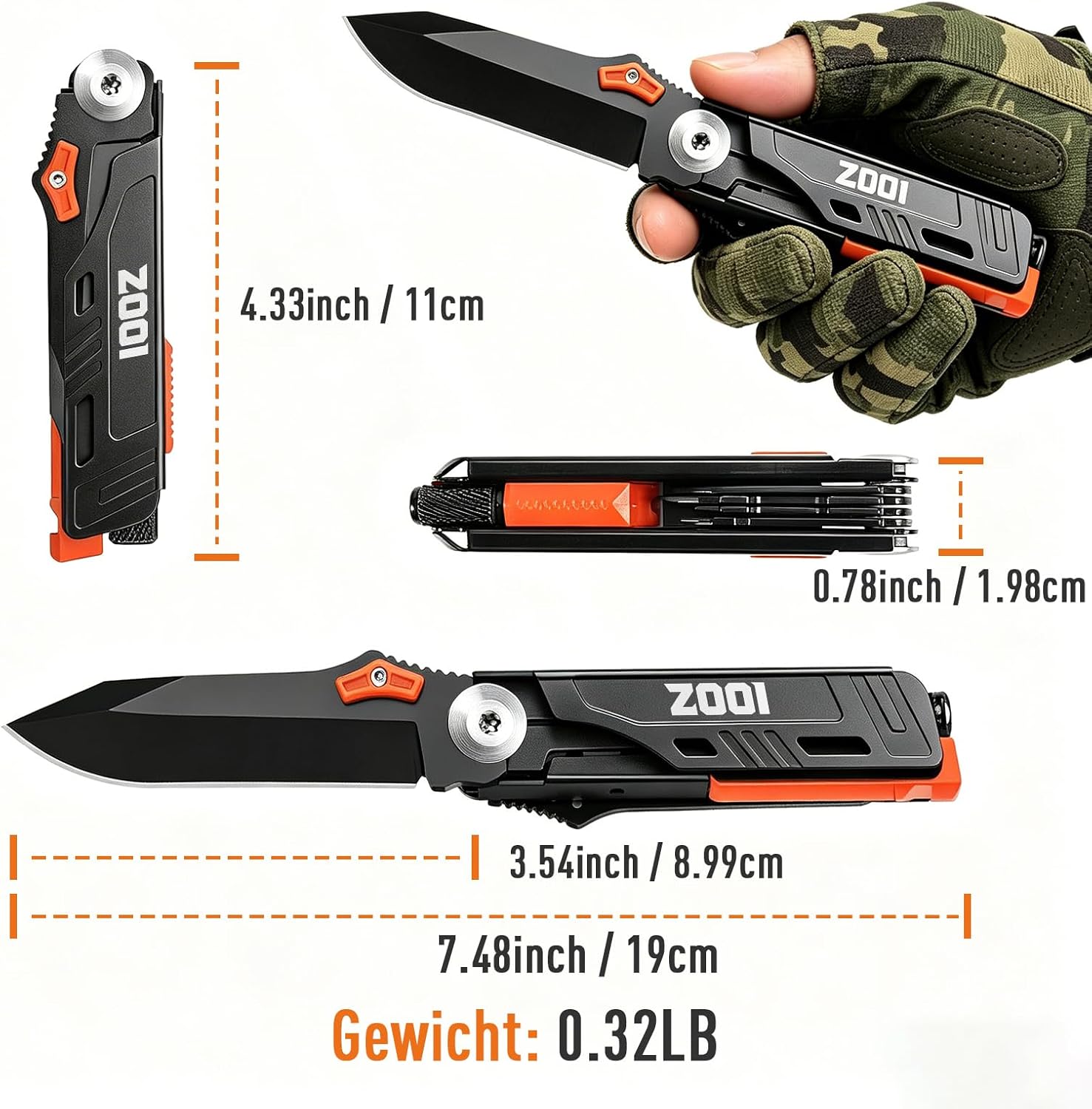 ZOOI Geschenke für Männer, 12-in-1 Multitool-Taschenmesser, Gadgets für Männer, Geschenke für Papa, Weihnachtsgeschenke für Männer, Geburtstagsgeschenk für ihn, Camping-Zubehör, Klappmesser – Bild 4
