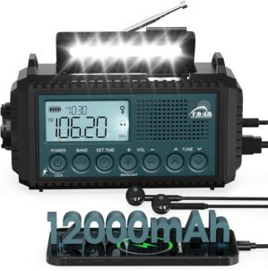 Kurbelradio, 12000 mAh Notfallradio...