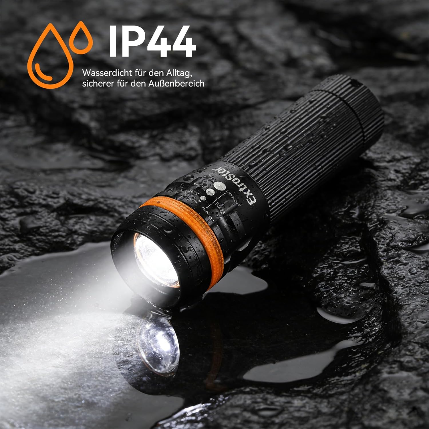 EXTRASTAR LED-Taschenlampe, 2 Stück, Mini-Taschenlampe mit 150 Lumen, 3 Beleuchtungsmodi, stufenlos zoombar, IP44 spritzwassergeschützt, kompakte Taschenlampen für Zuhause, Outdoor und Notfall – Bild 5