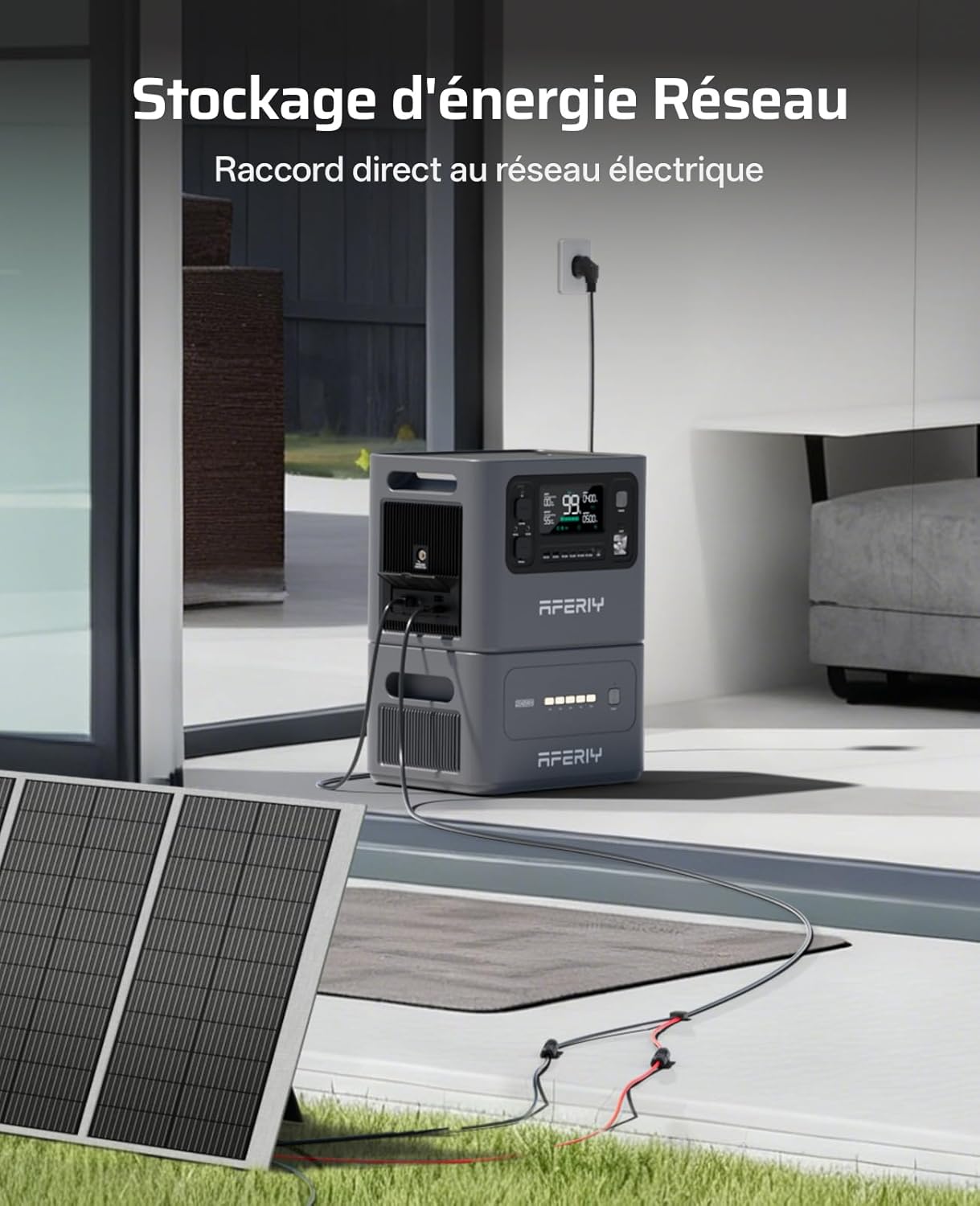 AFERIY AF-P280-B 2048Wh LiFePO4-Erweiterungsbatterie, 4 x parallel bis zu 10240 Wh, 4000+ Zyklen, LED-Anzeige, -10 °C bis 40 °C, kompatibel mit 2800 W Power Station – Bild 7