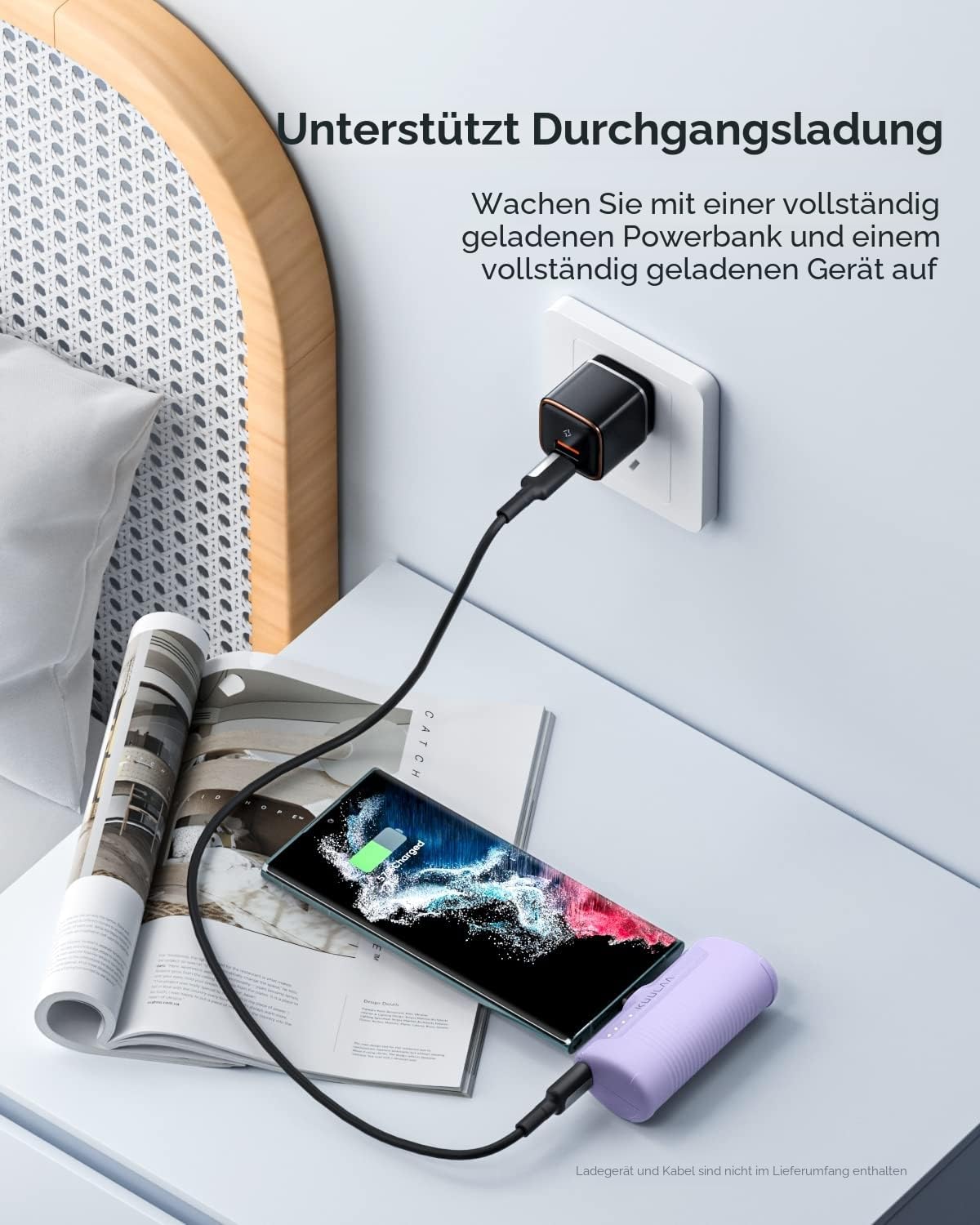 Kuulaa Power Bank USB C 4500 mAh, Mini Externer Akku, Schnellladung Typ C Power Bank ohne Kabel, Klein aber Stark Handy Tragbare Ladegeräte Kompatibel mit Samsung, Huawei, USB C Handys – Bild 8