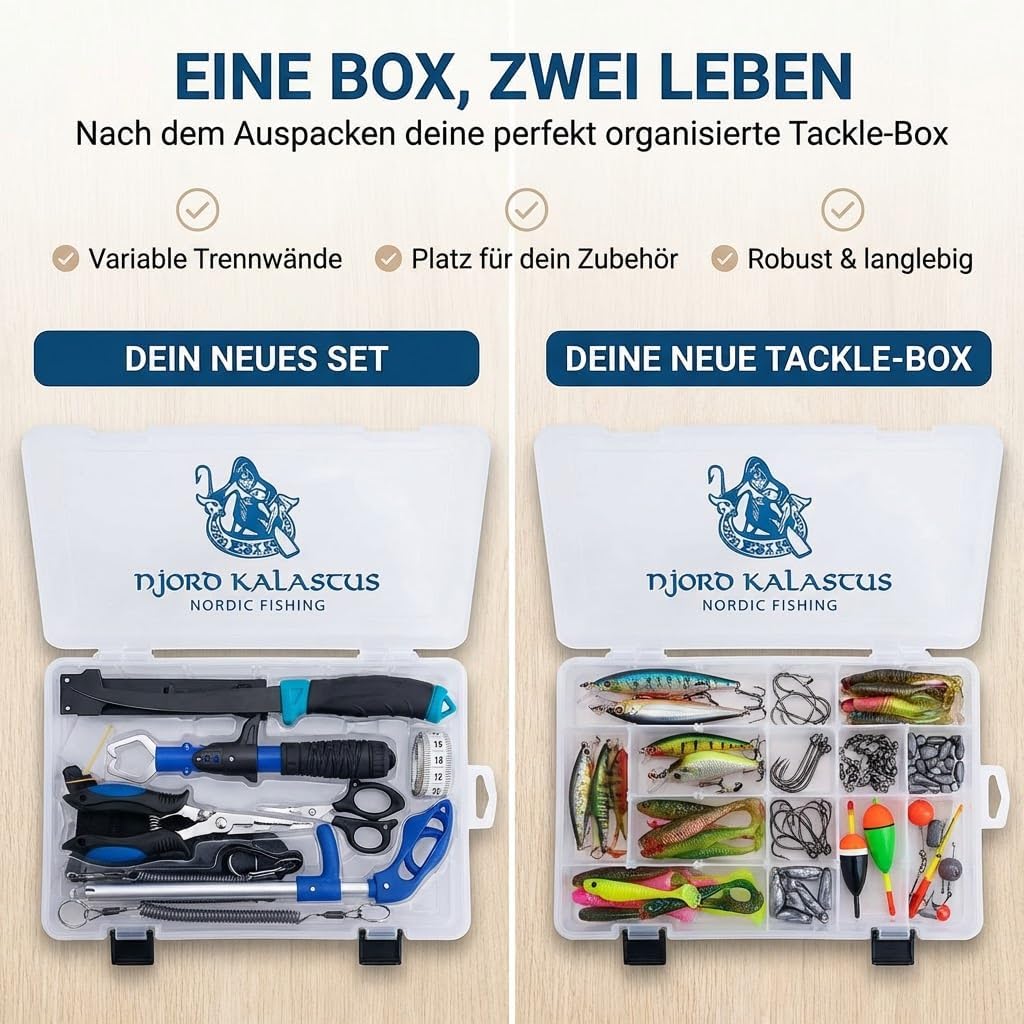 Komplettes Angelset für Anfänger und Profis, multifunktionale Angelbox mit Filetmesser, Maßband, Hakenentferner, Fischgreifer, Schere, Multizange und Schneidebrett, perfektes Angelset und Angelkoffer-Zubehör – Bild 2