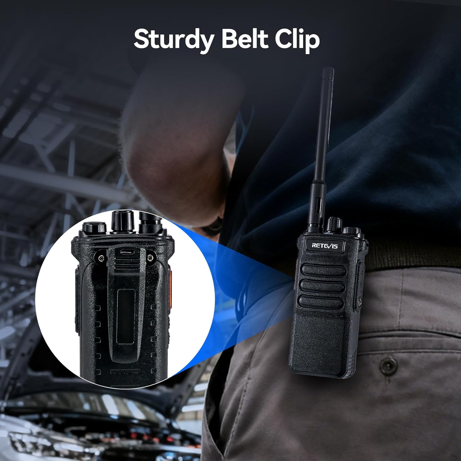 Retevis RT86 Langstreckenfunkgerät, Hochleistungs-Walkie-Talkie mit Lautsprechermikrofon, 2600 mAh tragbares Funkgerät, kabelloses Klon-Notfallfunkgerät für die Fertigung (Schwarz, 2 Stück) – Bild 7