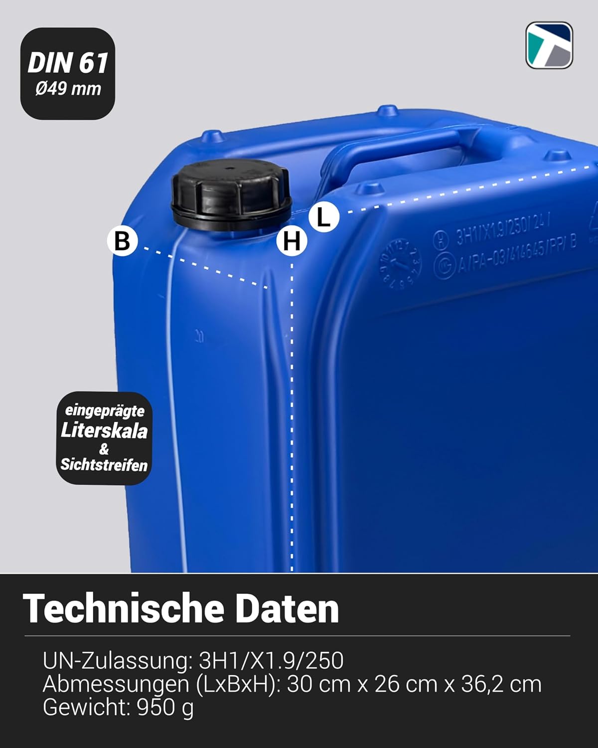 Trevendo Kunststoffkanister mit Zubehör, lebensmittelecht – Bild 3
