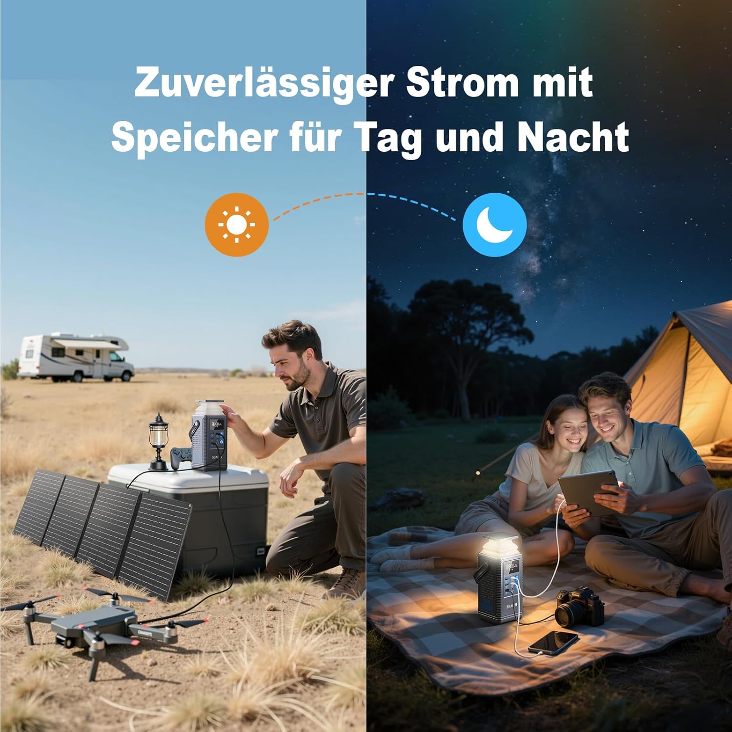 Powerbank Powerstation PD100W, SBAOH 296Wh Akku für mehrere Geräte, Solargenerator für Camping, Outdoor, Reisen, Notfälle (Netzteil nicht im Lieferumfang enthalten) – Bild 5