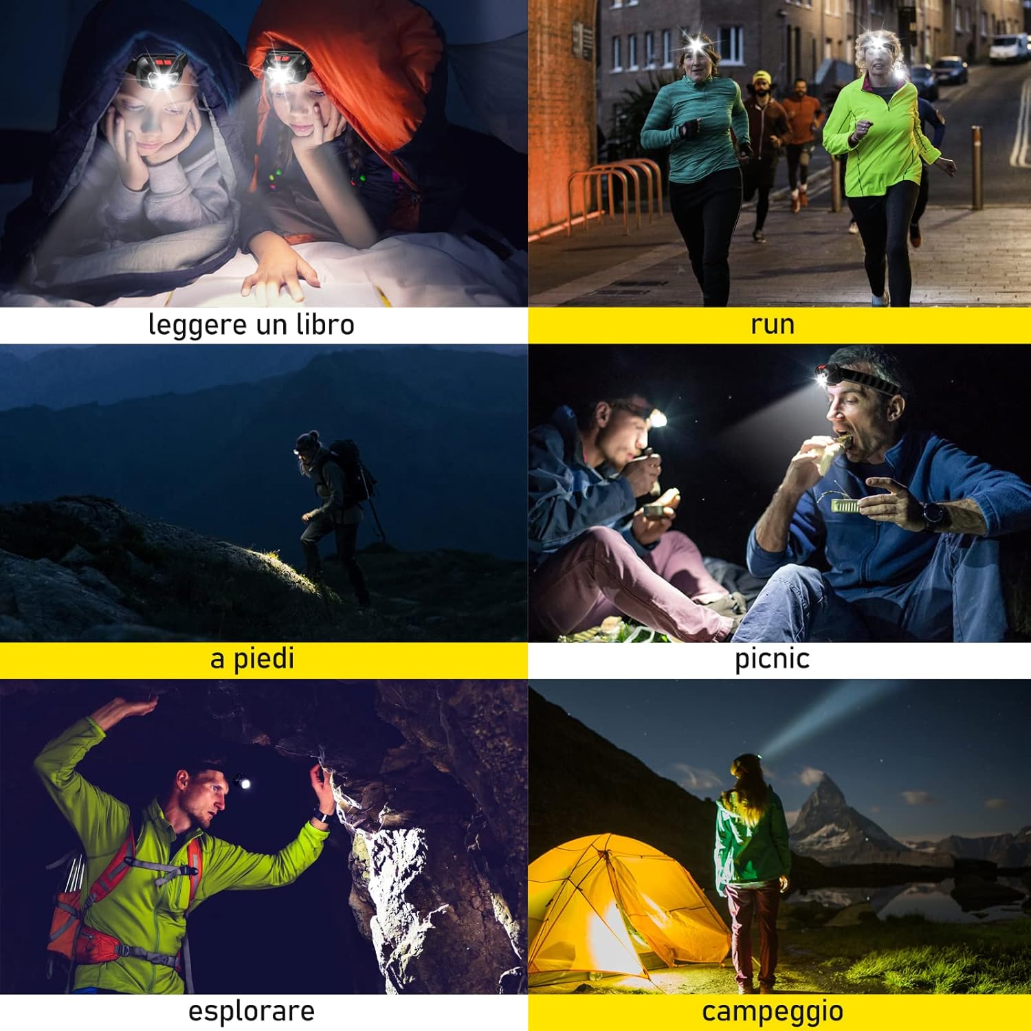 Vinabo Stirnlampe, leistungsstarke 6-Stufen-Stirnlampe, ultrahelle LED-Stirnlampe mit 30° verstellbarer Beleuchtung, 500 lm LED-Taschenlampe zum Lesen, Radfahren, Laufen, 3 AAA-Batterien im Lieferumfang enthalten – Bild 6