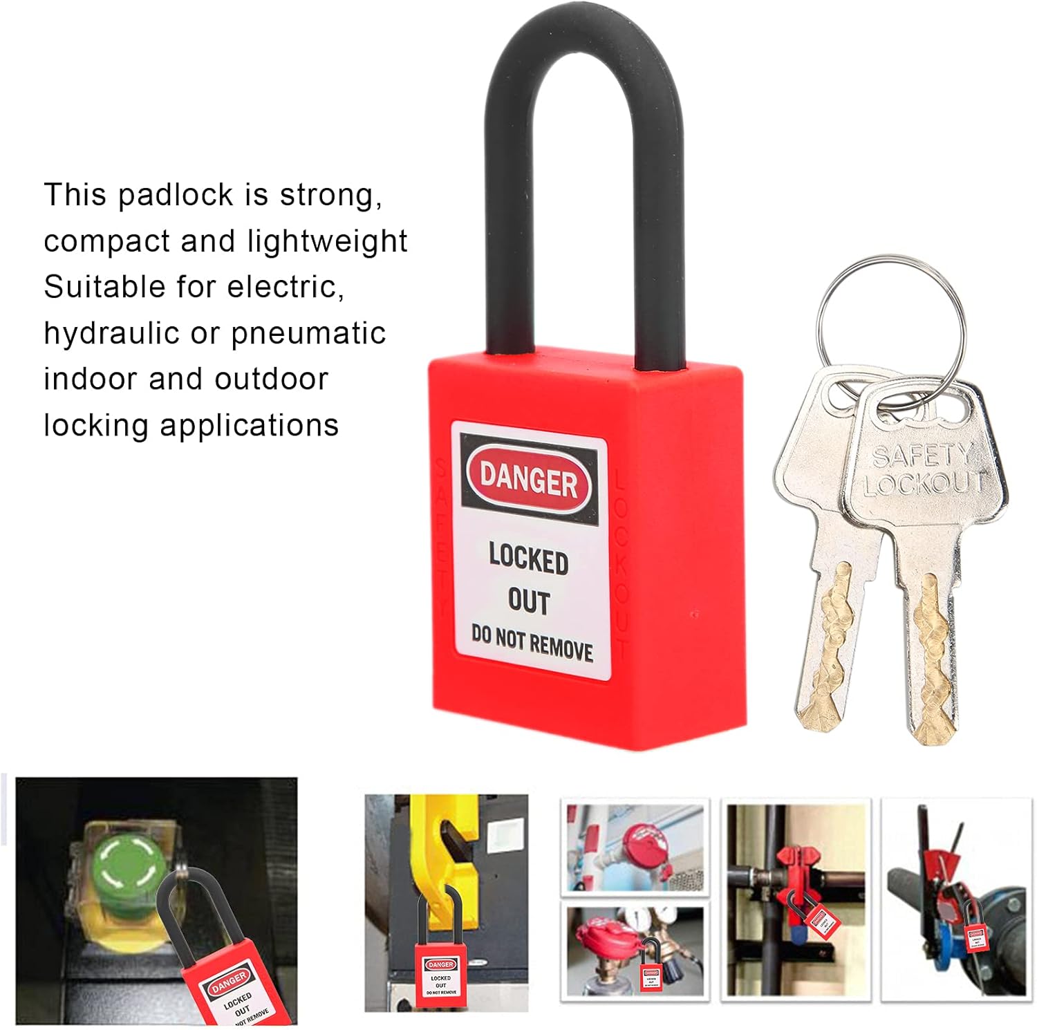 Lockout-Tagout-Schlösser, 10-teiliges Sicherheits-Vorhängeschloss mit 20 Schlüsseln, staubdichtes Lock-Out-Tagout-Loto-Schlösser-Set für Industrietechnik, Isolierfabriken, Sicherheitswerkzeug (rot) – Bild 2