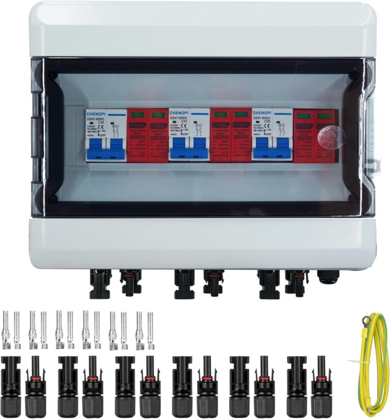 Überspannungsschutz PV DC Trennschalter Blitzschutz Leistungsschalter DC 3 String 500V 25A Solarspannungsschutz IP65 Wasserdichte Solaranschlussbox für Photovoltaik (3 in 3 out)