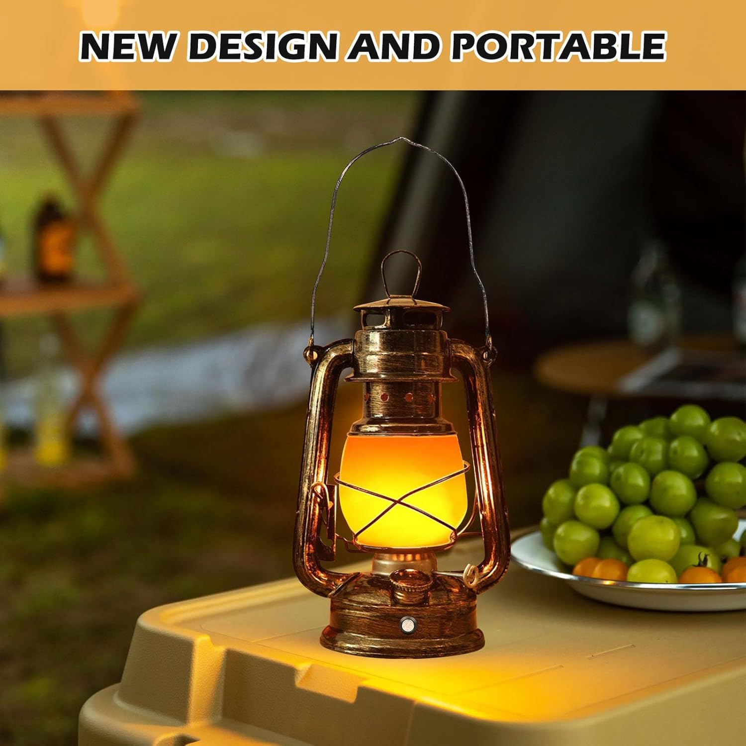 LED-Vintage-Laternen, 2 Stück, Laternen für draußen, LED-Laternen für den Außenbereich, wiederaufladbar, Campinglampe, Gartenlaterne, realistisch flackernde Flamme, Campinglaterne für Veranda, Terrasse, drinnen und draußen – Bild 4