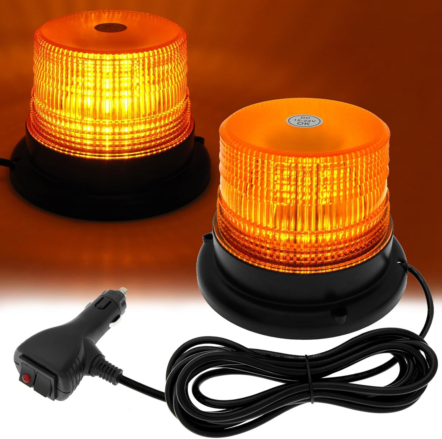 40 LEDs Rundumleuchte, 12V 24V Gelbes Warnlicht LED Magnetisch, 360° Blinklicht Stroboskop mit Magnetisch, Warnlicht mit Magnetsockel, Notfallblinklampe Magnetisches gelbes Licht für Auto, LKW, Traktor, Golfwagen SUV
