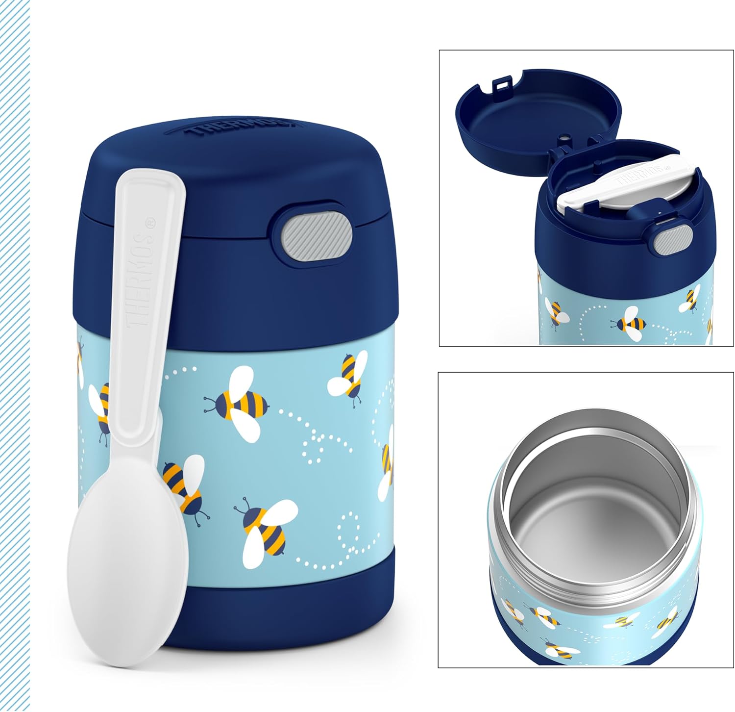 RMOVR THERMOS Kids FUNTAINER FOOD JAR 0,30 L, Bienen, Thermo-Speisebehälter mit Löffel für Kinder, 5 Stunden heiß / 7 Stunden kalt, absolut auslaufsicher für Suppe, Müsli, Pause – Bild 2
