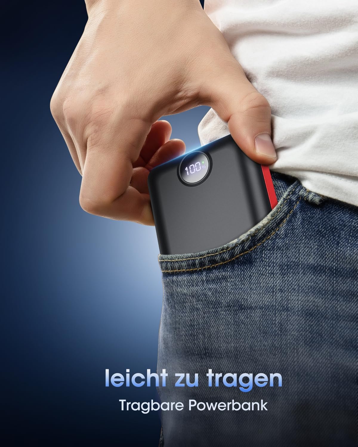 PowerBank 50.000 mAh, große Kapazität, 22,5 W, schnelles Aufladen, externer Akku, USB-C, 3 Ausgänge und 2 Eingänge, LED-Anzeige, Powerbank, kompatibel mit Smartphone, Tablet, Android usw. Rot – Bild 4