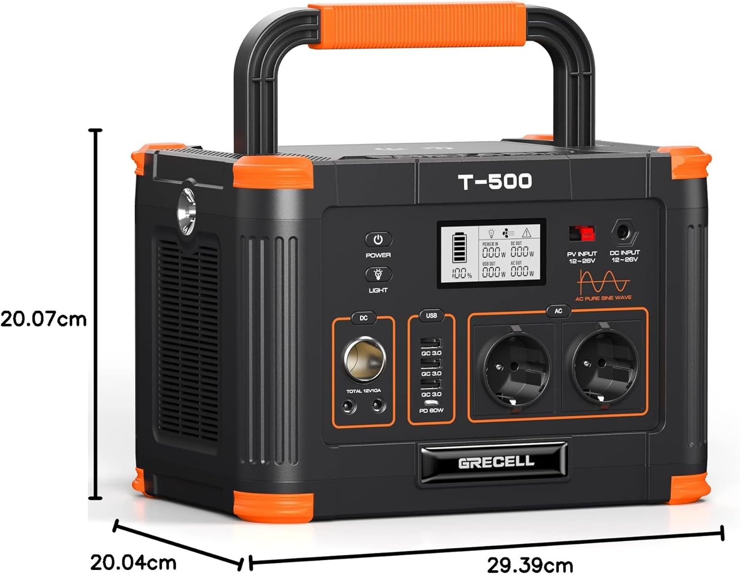 Grecell Power Station mit 519 Wh Kapazität und 500 W Leistung | Leiser Betrieb und schnelles Laden, 500 W Dauerleistung, 1000 W Spitze für Wohnmobil und Notstrom zu Hause – Bild 2